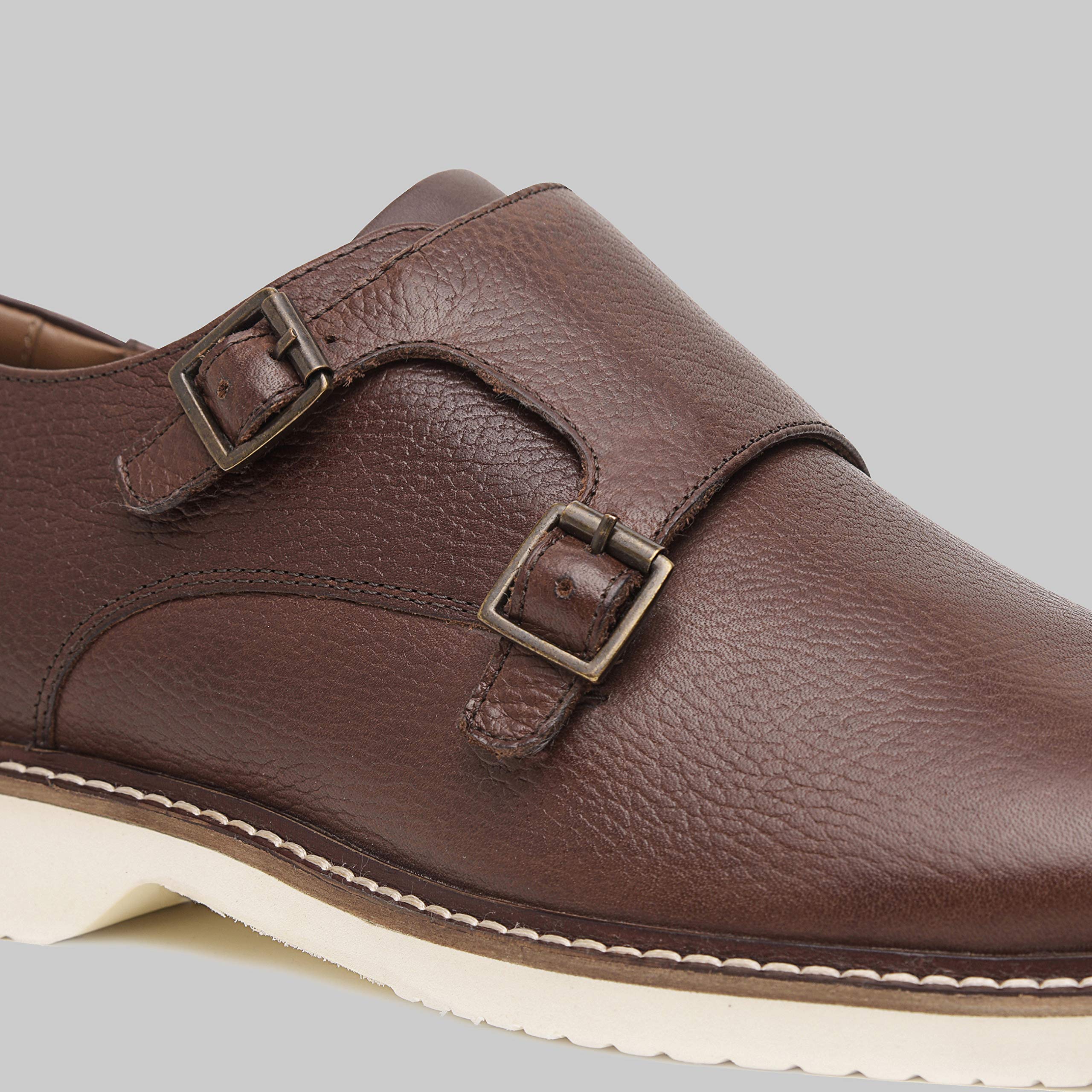 Neil Genuine Leather Suede Dress Shoes for Men - Luxury Handcrafted Monk Strap Casual Shoes with Lightweight EVA Sole & Plain Toe Design | Perfect for Business, Weddings & Formal Events