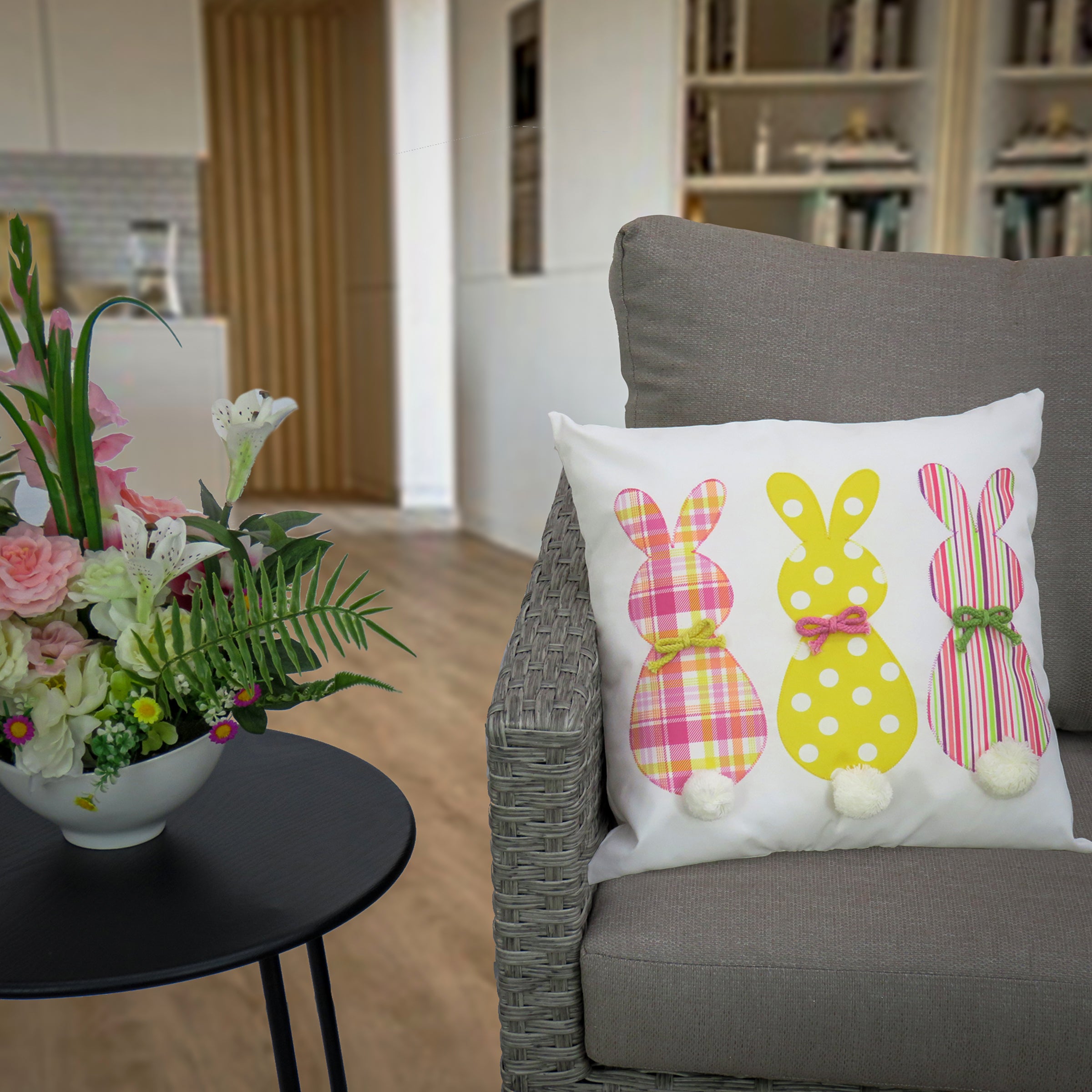 16 Inch Easter Bunny Trio Decorative Pillow - Cute Spring Home Decor for Sofa, Bed, Nursery - Perfect for Easter Decorations & Seasonal Home Styling