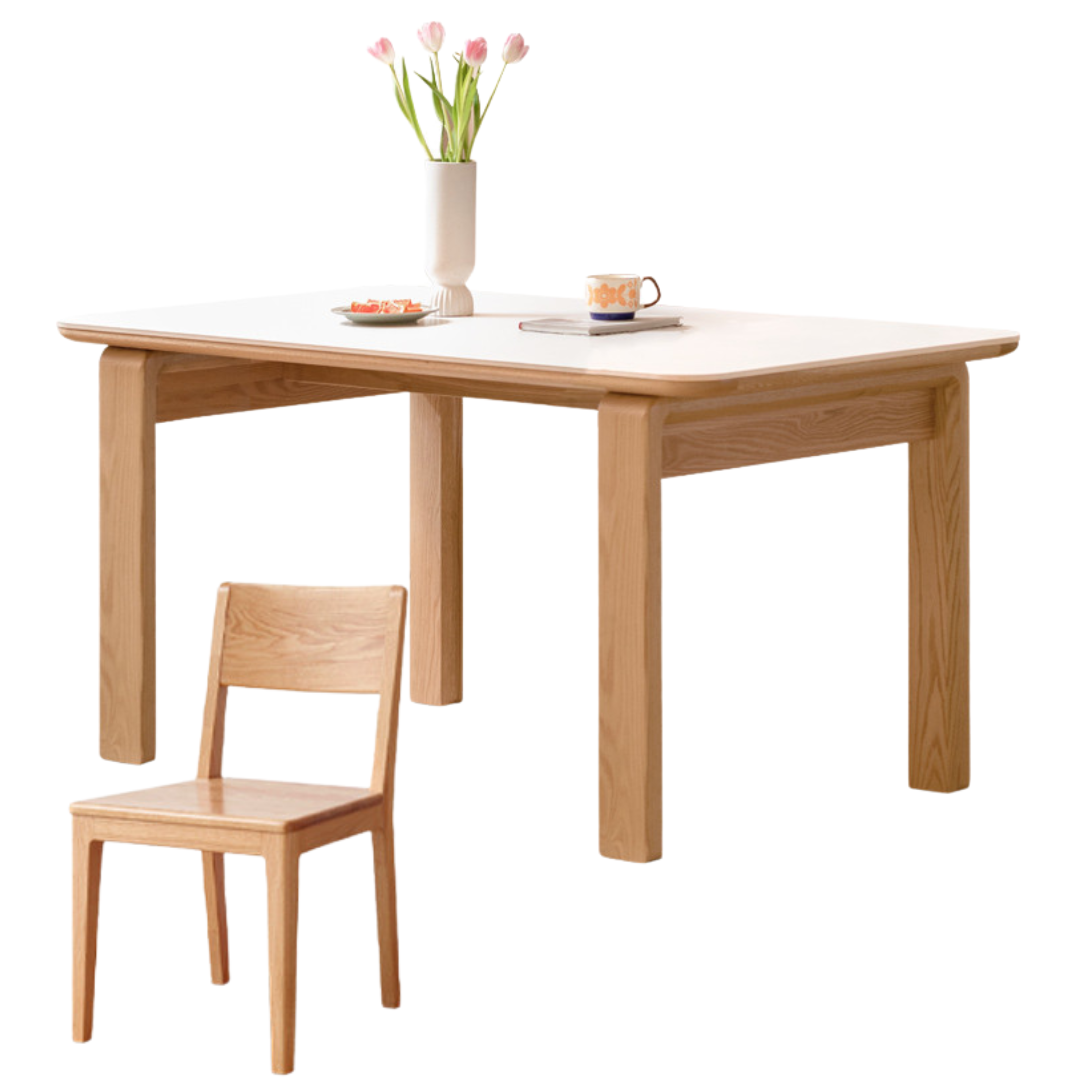 out of stock 78.7x35.4x29.9 inch / 200x90x76cm / Natural Wood Color / rock slab dining table + four chairs
