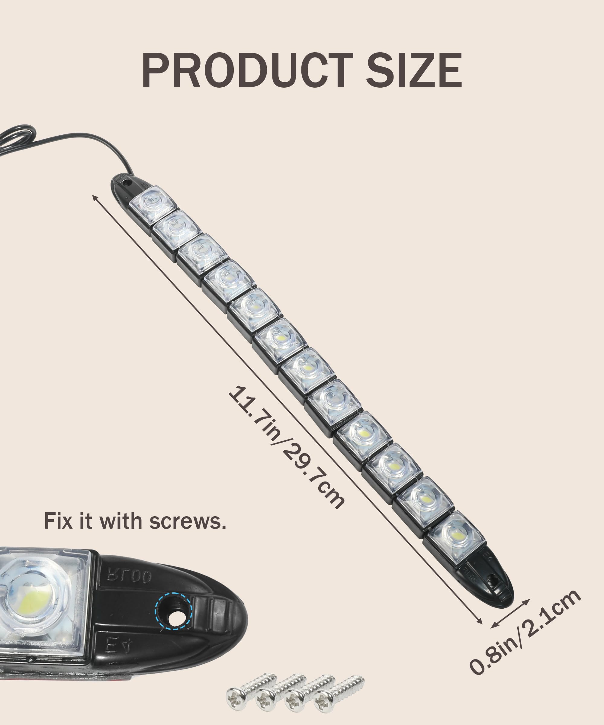 High Power 12 LED Car Fog Lights Kit - Bright White Daytime Running Lights with Black Shell - Durable Flexible Exterior LED Lights for Cars, Trucks, SUVs - Perfect for Night Driving, Off-Roading & Bad Weather Conditions