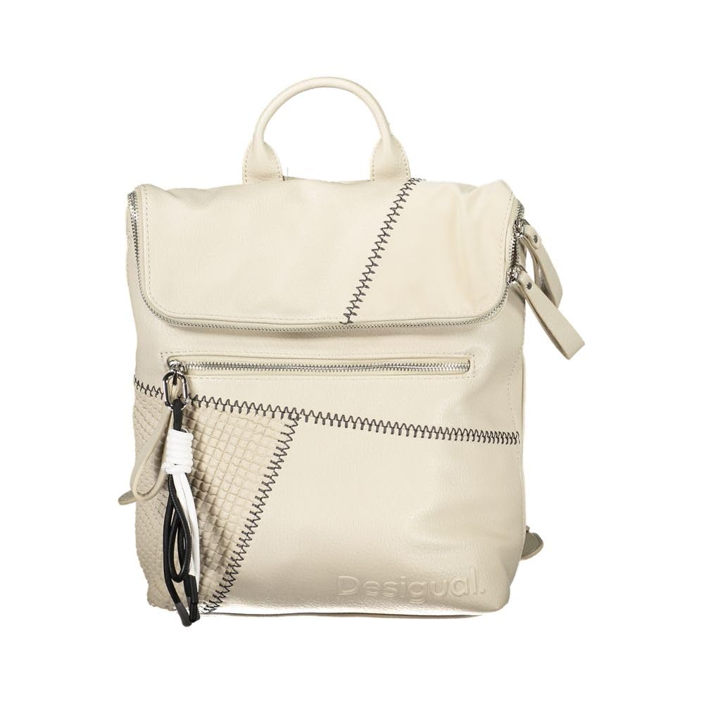 Desigual Women's PU Leather Backpack - Medium Size White Fashion Handbag for Daily Use, Work, School & Travel Accessories