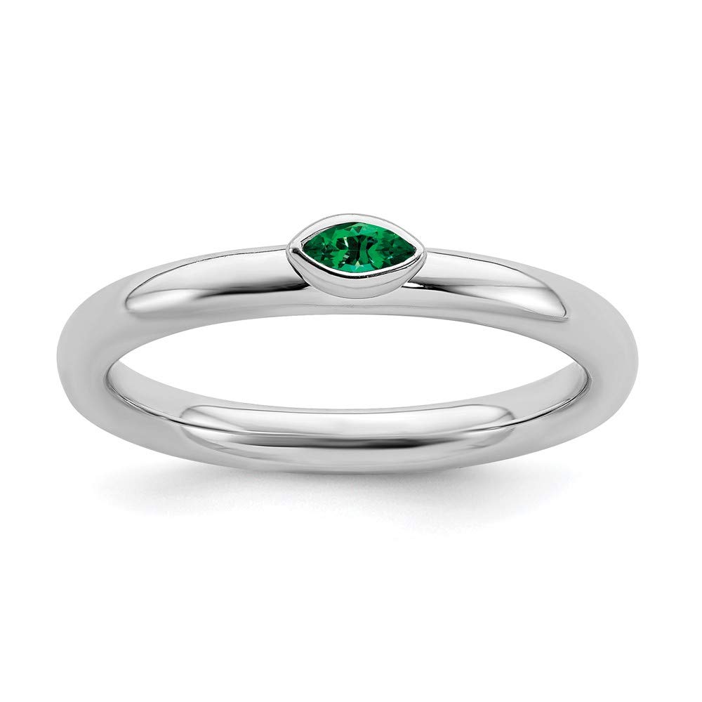 Lab-Created Emerald Stackable Ring in Sterling Silver for Women