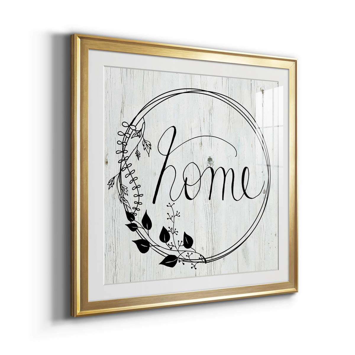 Floral Wall Art Print - Classic Geometric Abstract Transitional & Country Chic Decor - 26x26 Inch Gold Framed with Matte Board & Acrylic Glass - Perfect for Living Room, Bedroom or Office Wall Decor