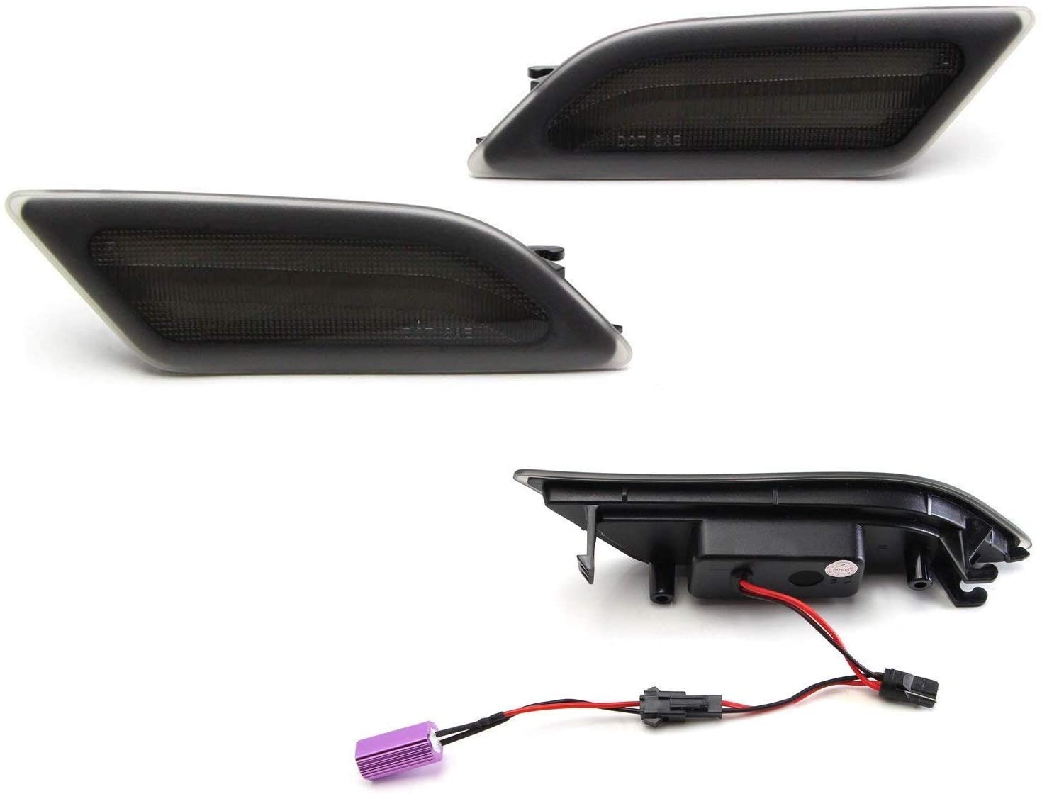 Amber LED Smoke Lens Front Side Marker Light Kit for 2012-2014 Mercedes C-Class W204 LCI C250 C300 C350 Sedan/Coupe - SMD LED Replacement for OEM Sidemarker Lamps - Perfect for Night Driving & Custom Car Styling