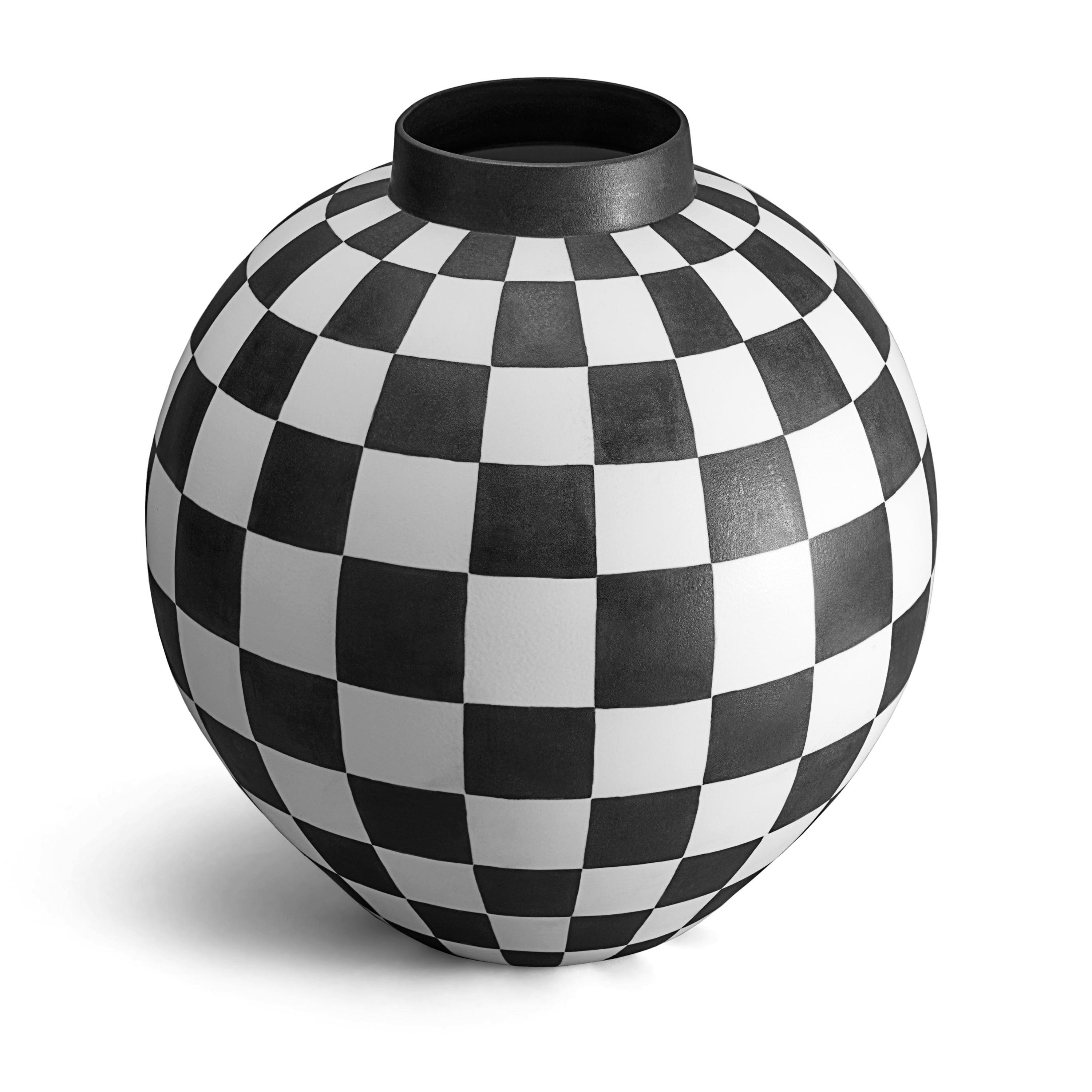 Damier Vase X Large - Elegant Ceramic Flower Vase for Home Decor, Wedding Centerpieces & Office Desk Decorations