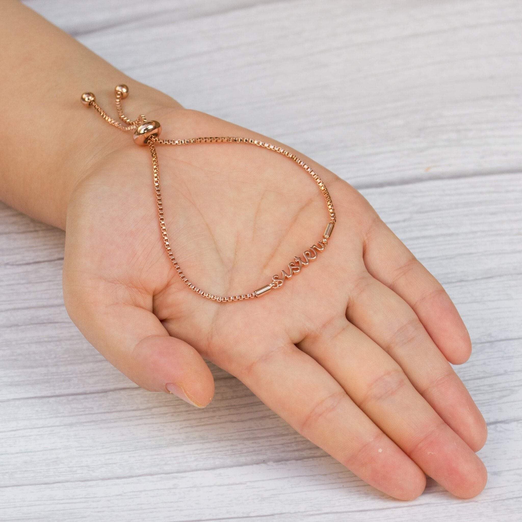 Rose Gold Plated Sister Bracelet with Zircondia® Crystals - Perfect Gift for Sisters