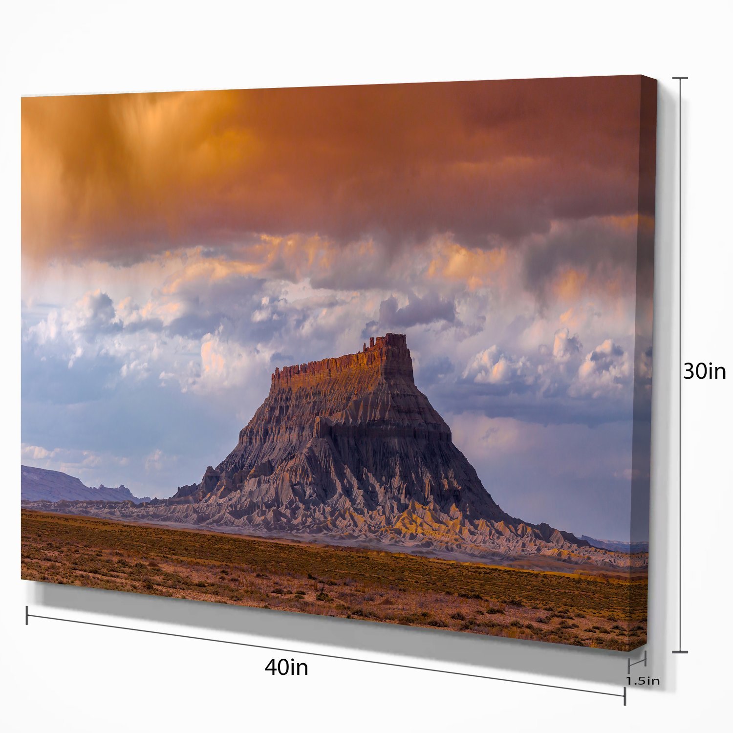 Utah Panoramic Landscape Canvas Wall Art - Stunning Factory Butte Scenery - Perfect for Living Room, Bedroom & Office Decor