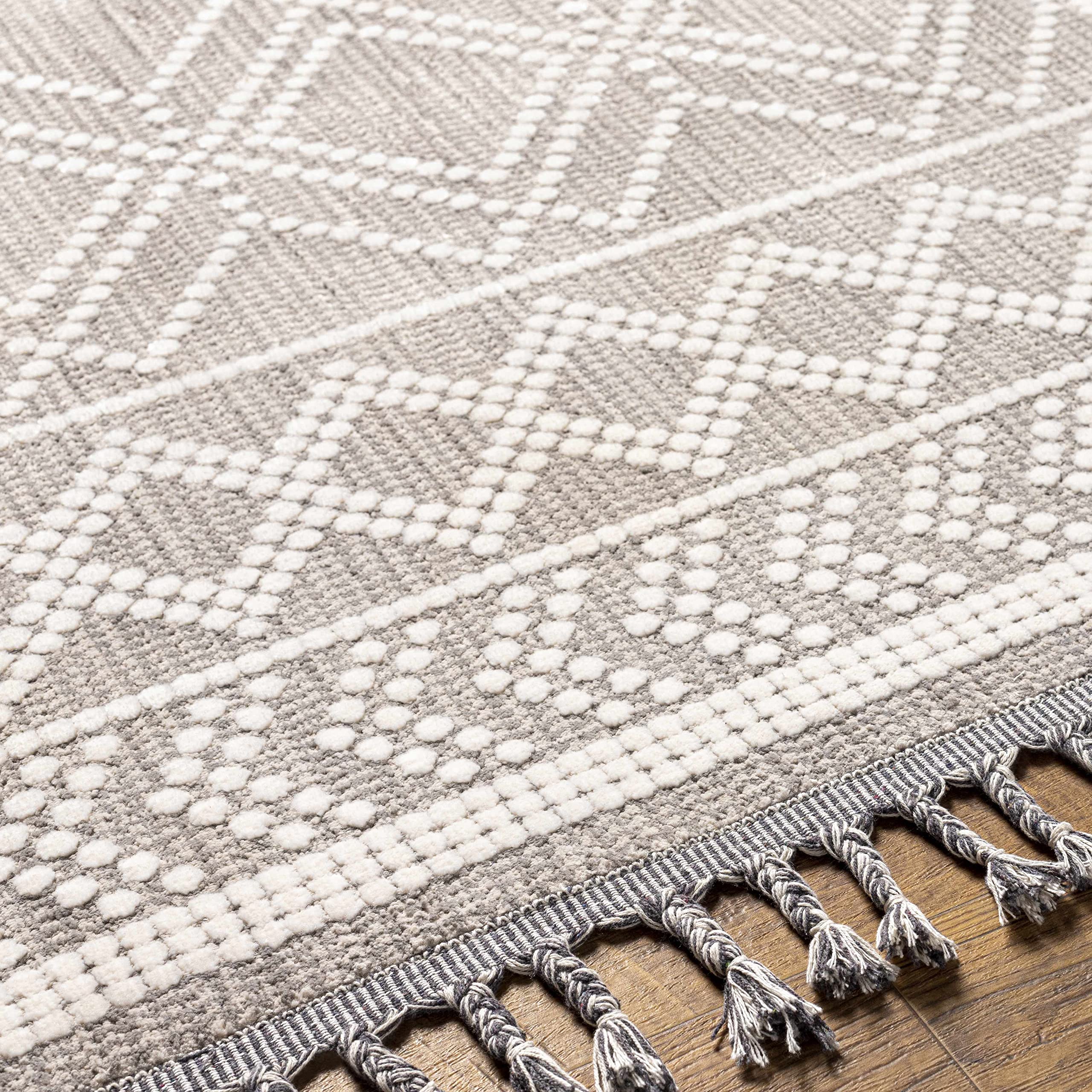 Hauteloom Taye Modern Area Rug for Living Room and Bedroom - Soft Gray and Green - 7'10