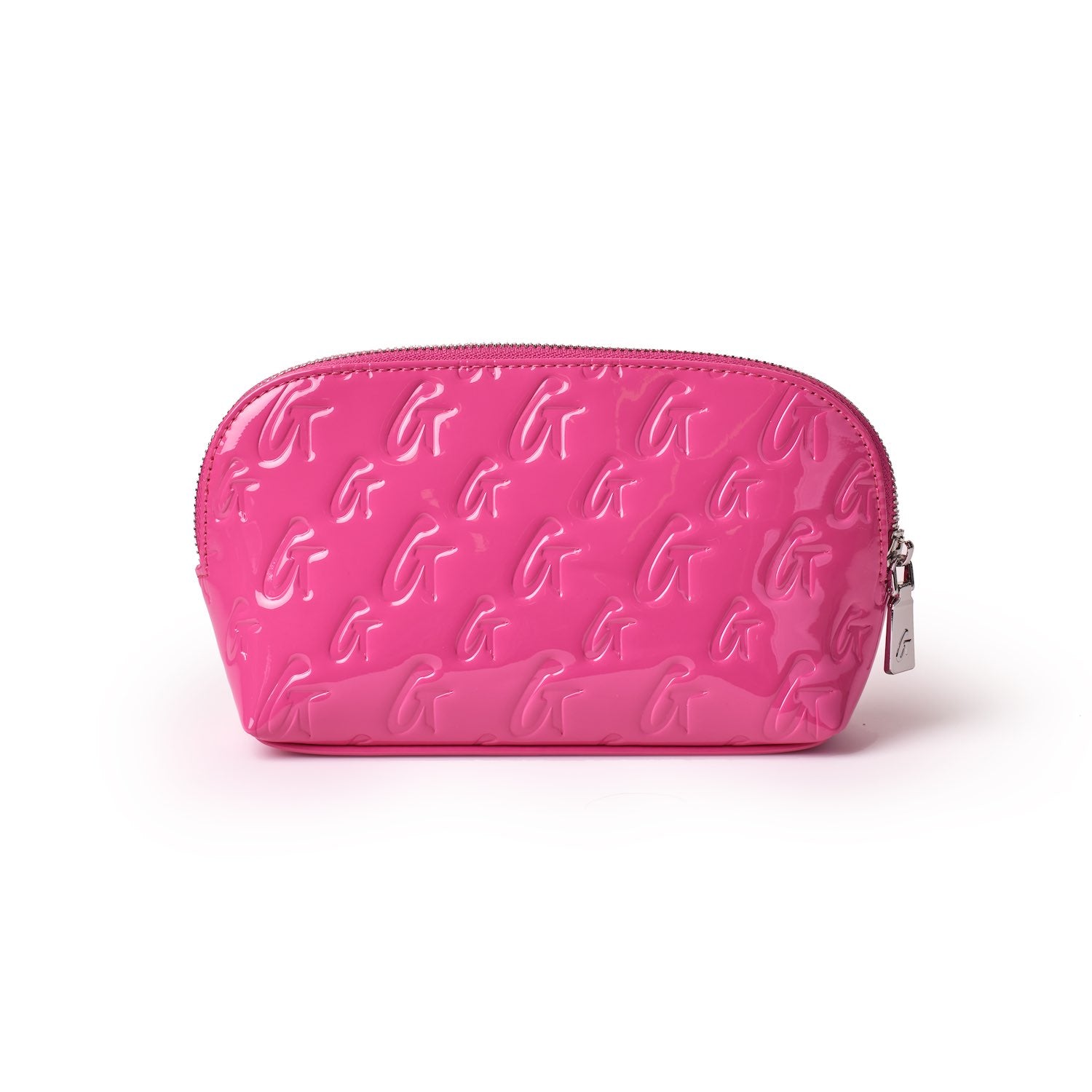 MONOGRAM COSMETIC POUCH with Mirror - Hot Pink Makeup Bag for Women | Travel Organizer, Toiletry Case & Gift Idea for Bridesmaids