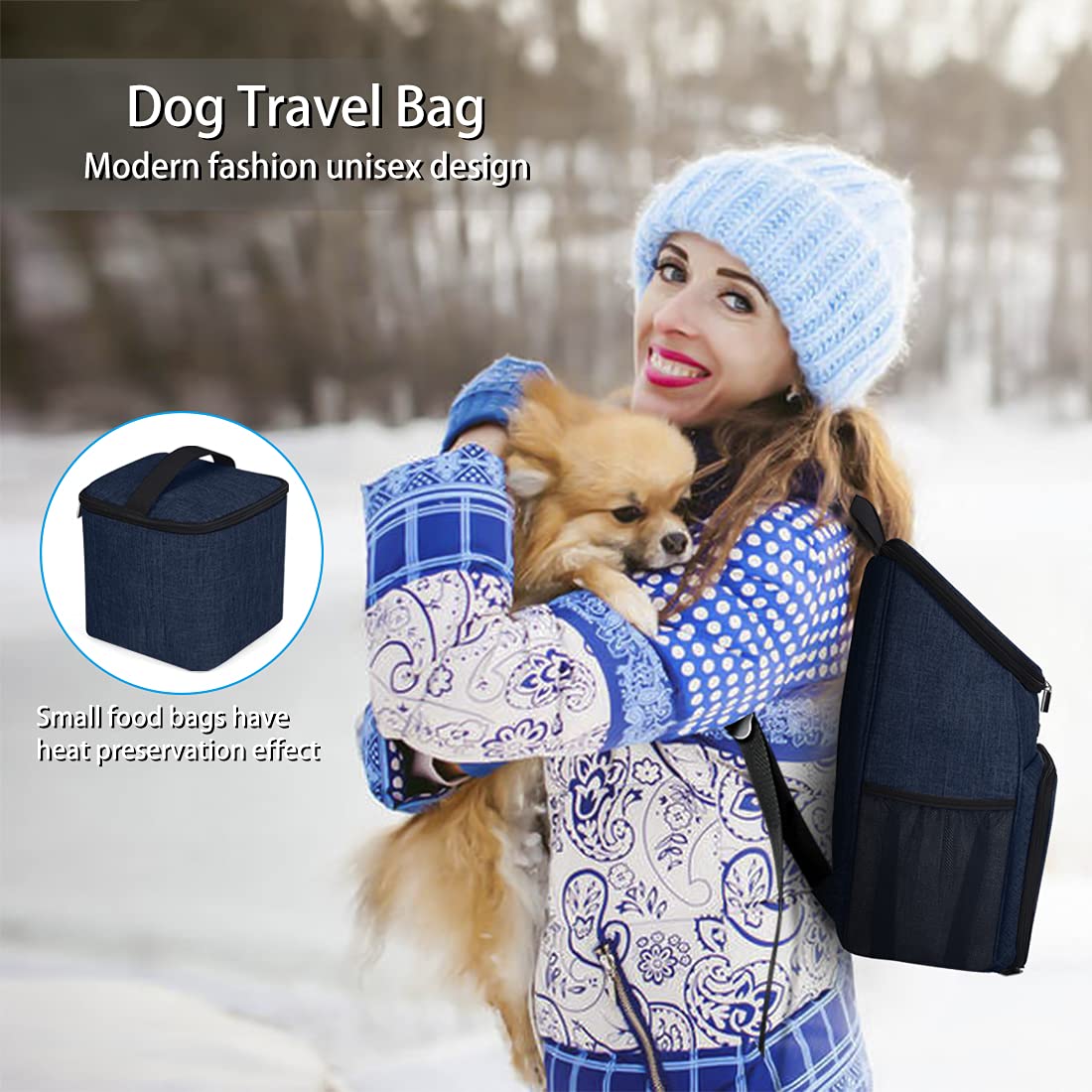 BAGLHER Airline Approved Dog Travel Backpack - Pet Carrier with 2 Collapsible Bowls & Food Containers for Small to Medium Dogs - Perfect for Air Travel, Hiking & Outdoor Adventures