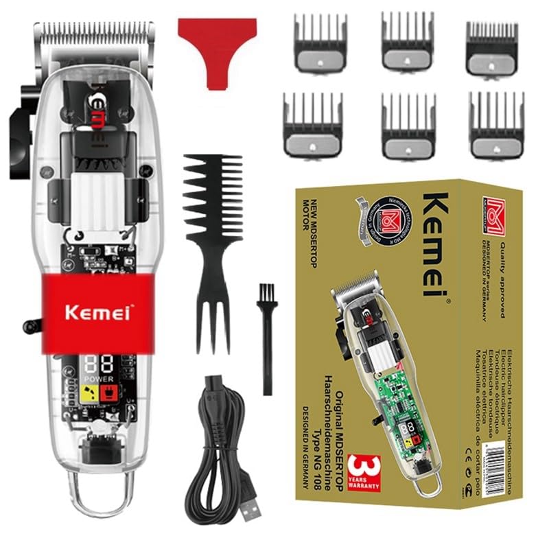 APTRIM NG-108 Professional Cordless Hair Clippers - Wireless Hair Trimmer Set with Transparent Design, 180 Min Runtime for Men & Women - Perfect for Home Haircuts, Beard Trimming & Personal Grooming