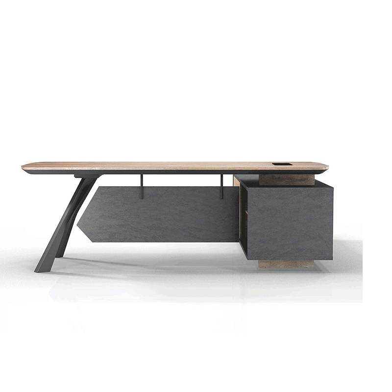 EASTON Executive Desk with Left Return 2.2m to 2.4m - Warm Oak & Black Finish - Modern Office Desk for Home & Business Workspaces