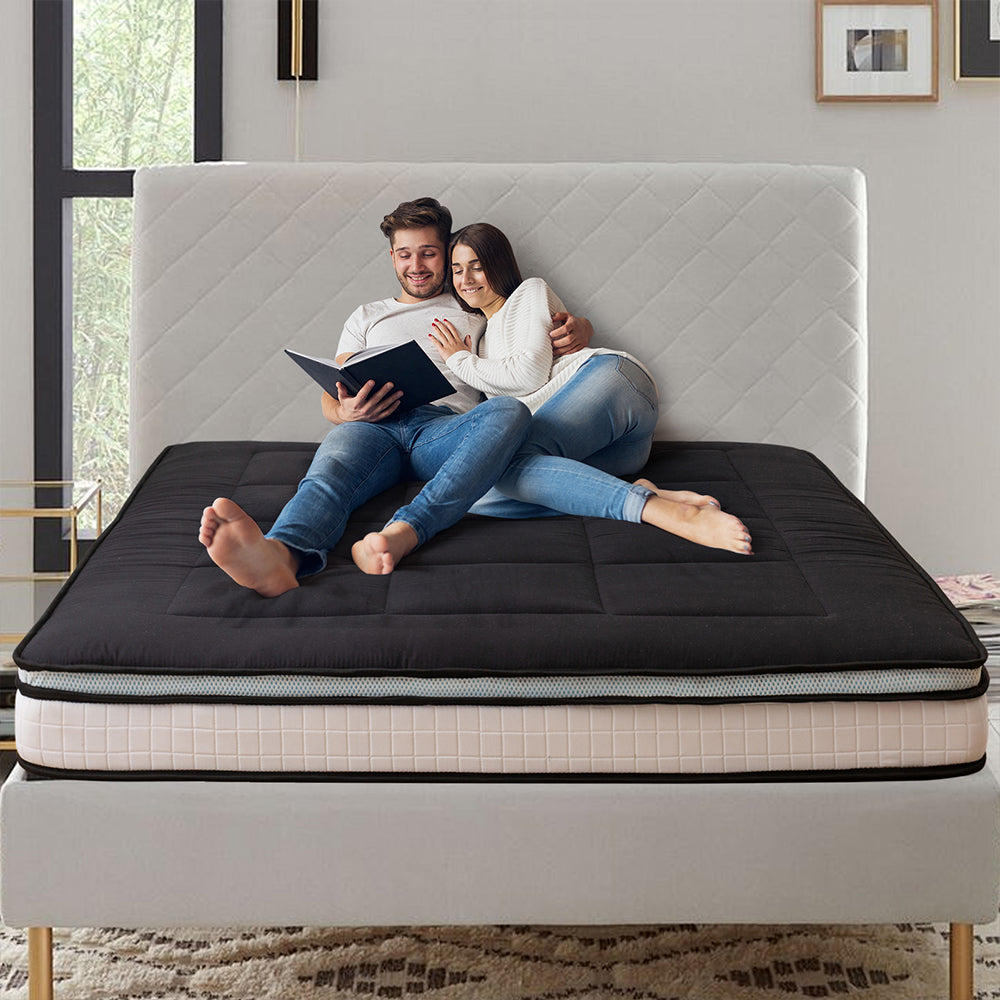 DreamLux Supreme 6 Inch Pillow Top Futon Mattress - Queen Size Black Memory Foam Sofa Bed Mattress for Guest Room, Dorm & Small Spaces | Ultra Comfortable & Supportive