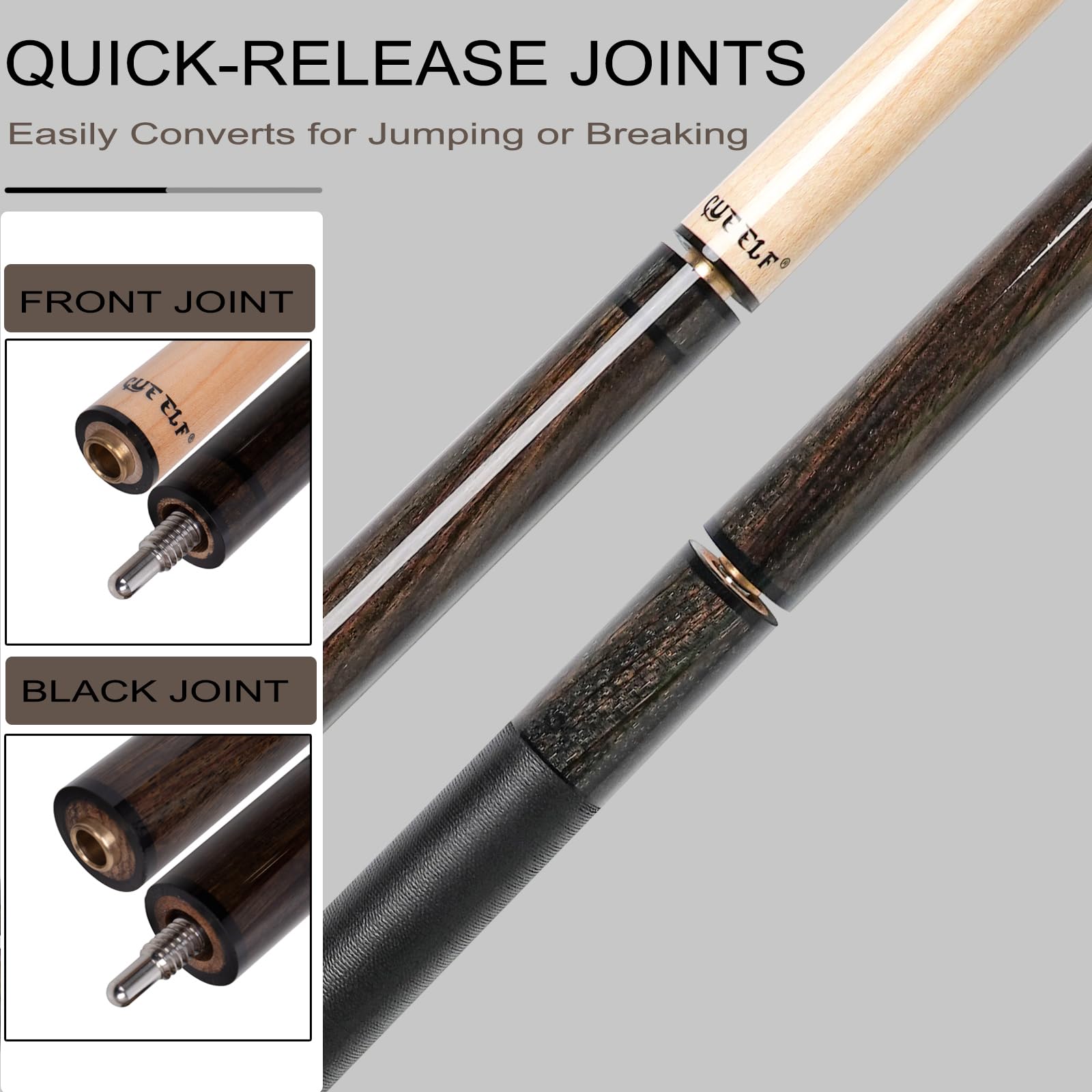 Heavy Hitter 3-Piece Jump Break Pool Cue Stick - 23oz Zebra Wood Professional Billiard Cue for Powerful Breaks & Jump Shots | Perfect for Tournament Play & Home Pool Tables
