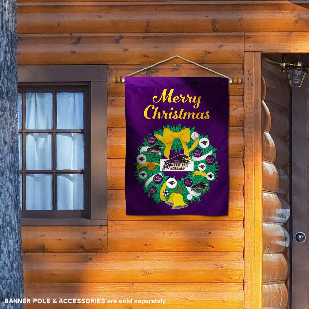 University of Montevallo Happy Holidays Christmas Banner Flag - Festive Decoration for Dorms, Classrooms & Campus Events