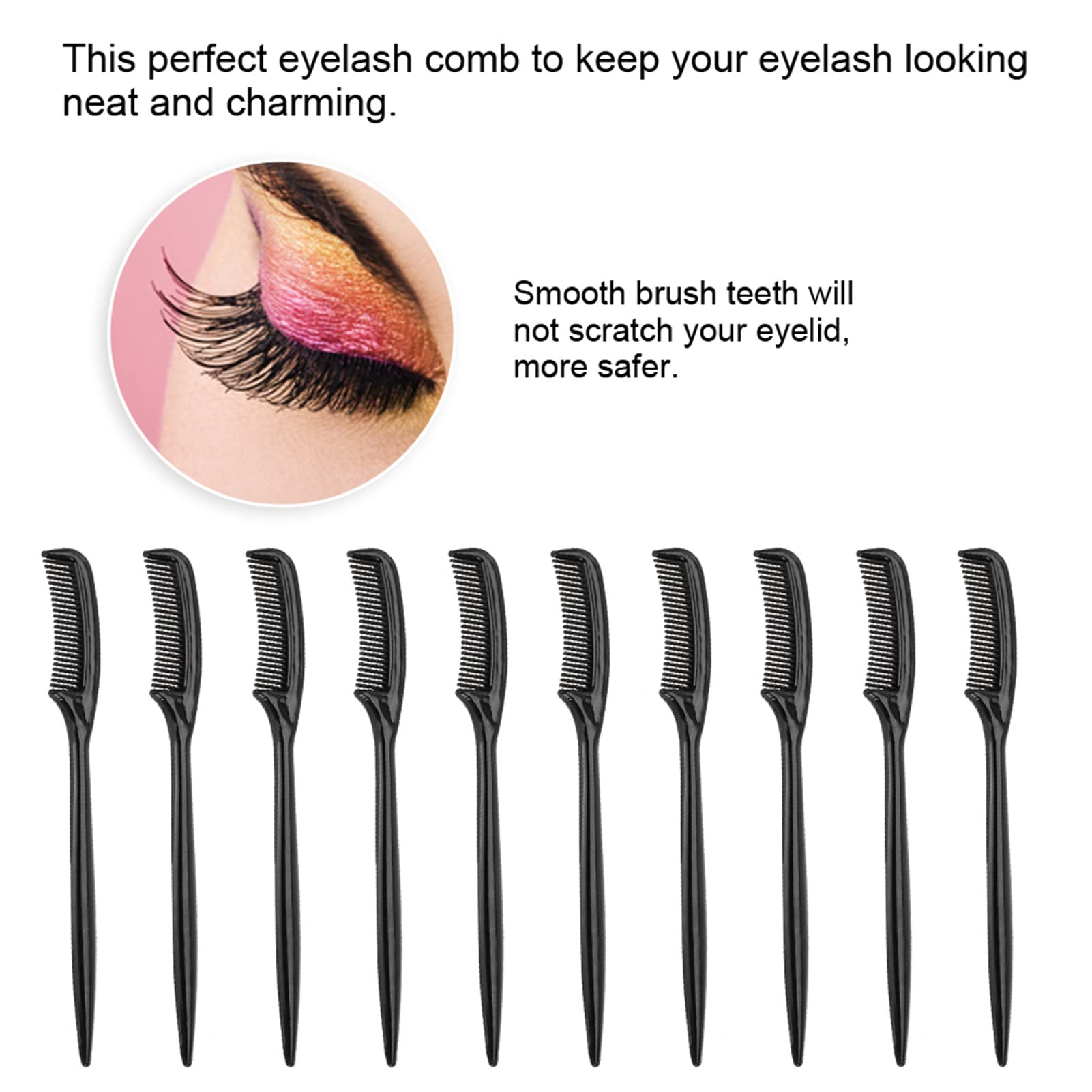 10-Piece Plastic Eyelash Comb Set - Portable Eyelash Separator Tool for Extensions & Grafting | Perfect for Professional Makeup Artists & DIY Beauty Enthusiasts | Salon & Home Use