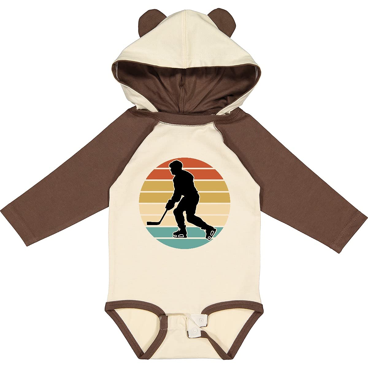 Inktastic Hockey Player Retro Sunset Long Sleeve Baby Bodysuit - Soft Cotton Onesie for Newborns & Infants - Perfect for Game Day, Family Photos & Casual Outings
