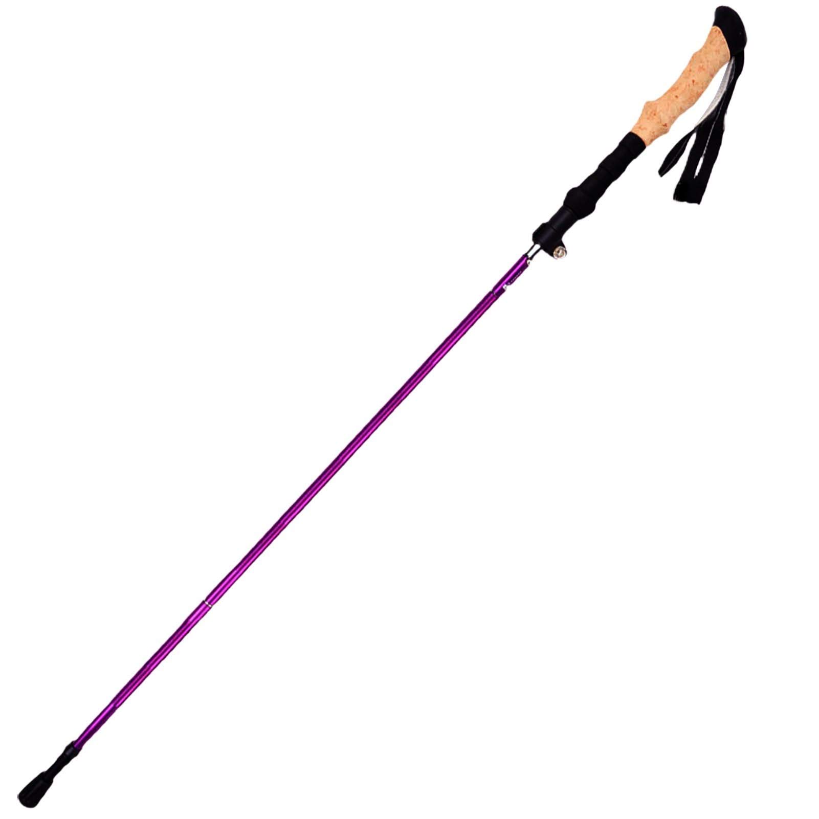 Lightweight Aluminum Alloy Folding Trekking Pole - 5-Section Adjustable Winter Walking Stick for Hiking & Snowshoeing (Purple) | Perfect for Mountain Trails, Backpacking & Outdoor Adventures