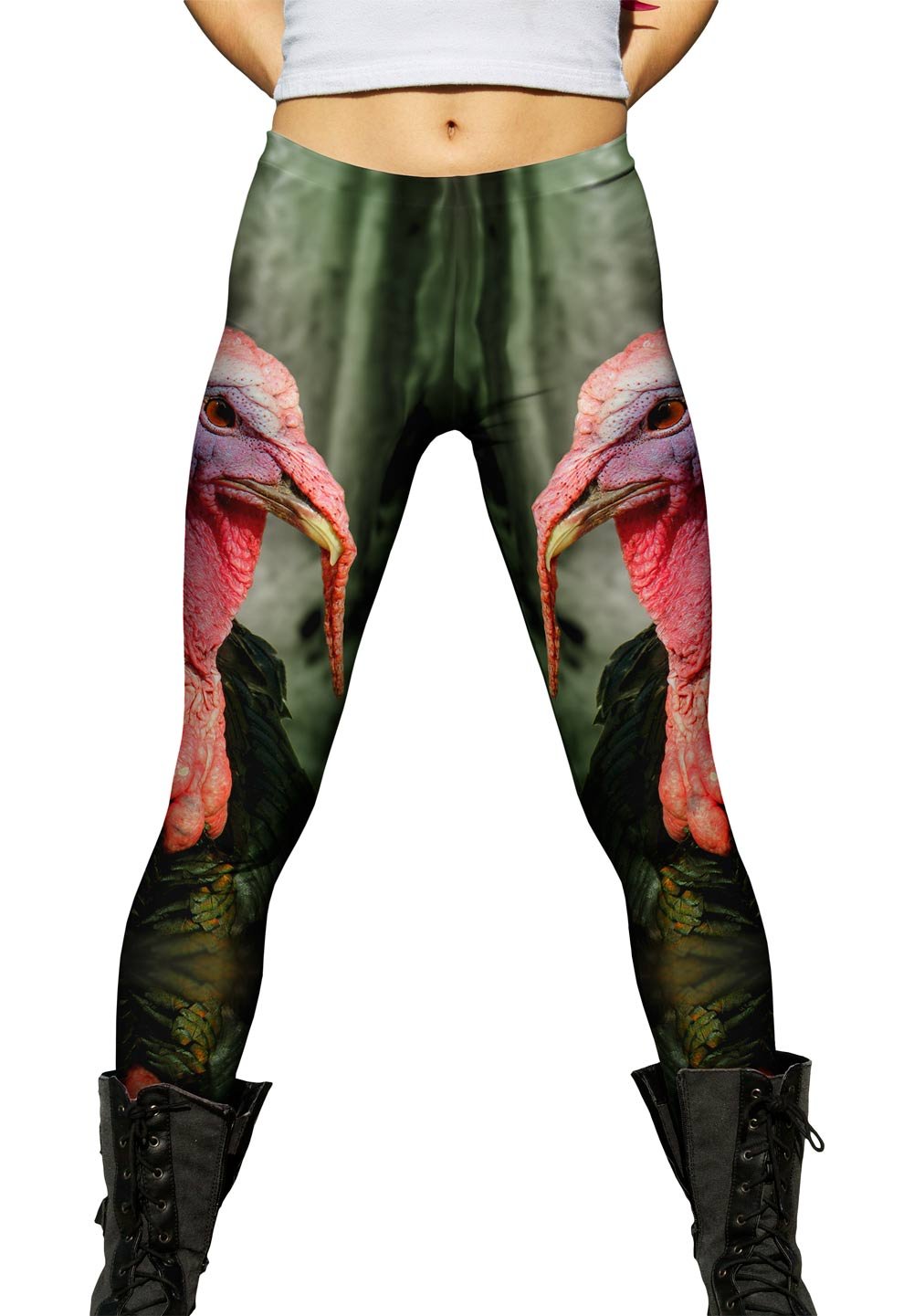 Yizzam Women's Forest Turkey Print Leggings - High Waisted Stretchy Yoga Pants for Workout, Running & Casual Wear