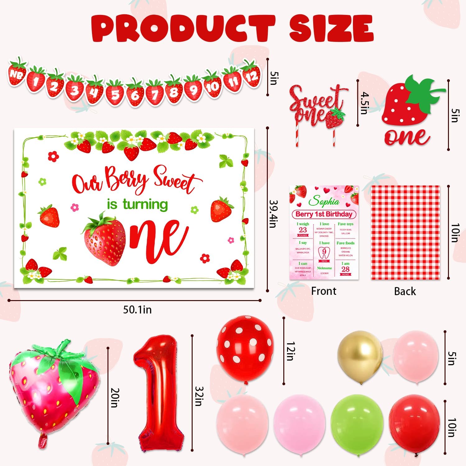 Strawberry Balloon Arch Kit - Berry Themed Birthday Party Decorations for Baby's First Birthday, Baby Shower & Gender Reveal | Includes Balloon Garland, Strawberry Balloons & Party Decor