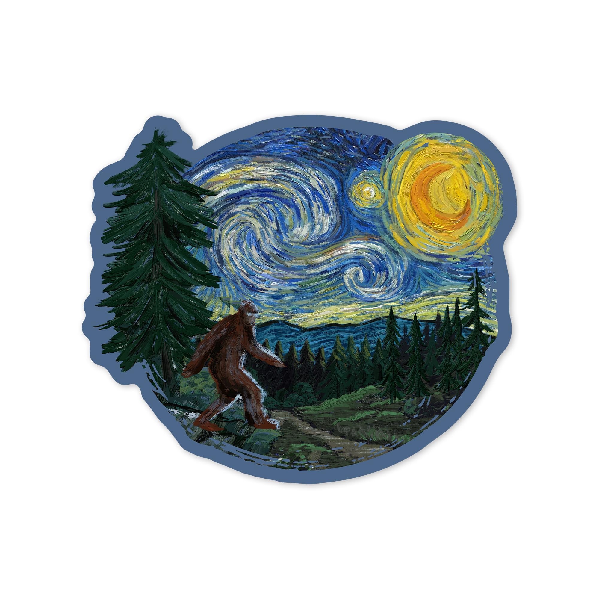 Custom Die Cut Vinyl Stickers - Starry Night & Bigfoot Designs (1-3 Inch Waterproof Decals) for Cars, Water Bottles, Laptops & Coolers | Perfect for DIY Crafts, Gift Wrapping & Personalizing Your Belongings