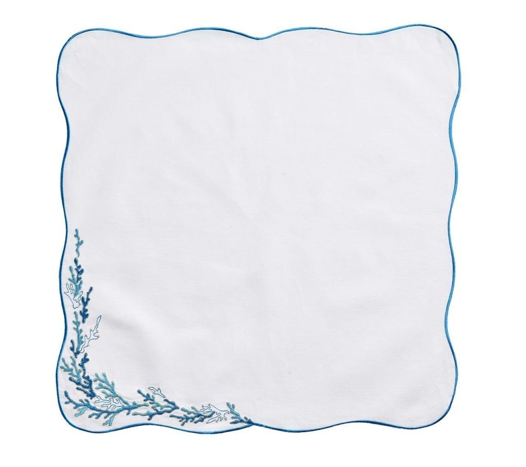 Premium Coral Reef Design Napkins - Set of 4 for Elegant Dining, Beach Parties & Tropical Themed Events