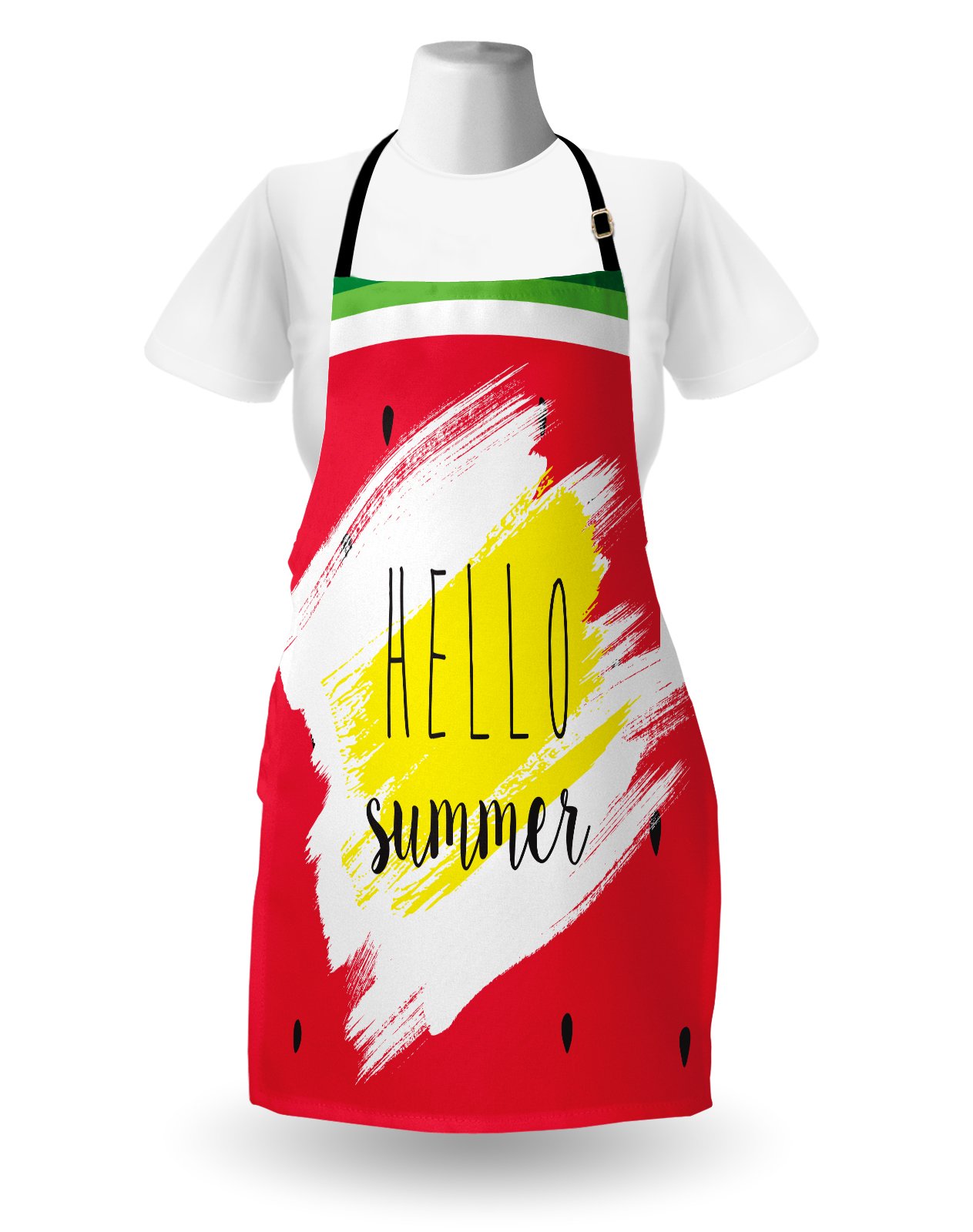 Ambesonne Watermelon Apron - Adjustable Unisex Kitchen Bib for Cooking, Baking, Gardening