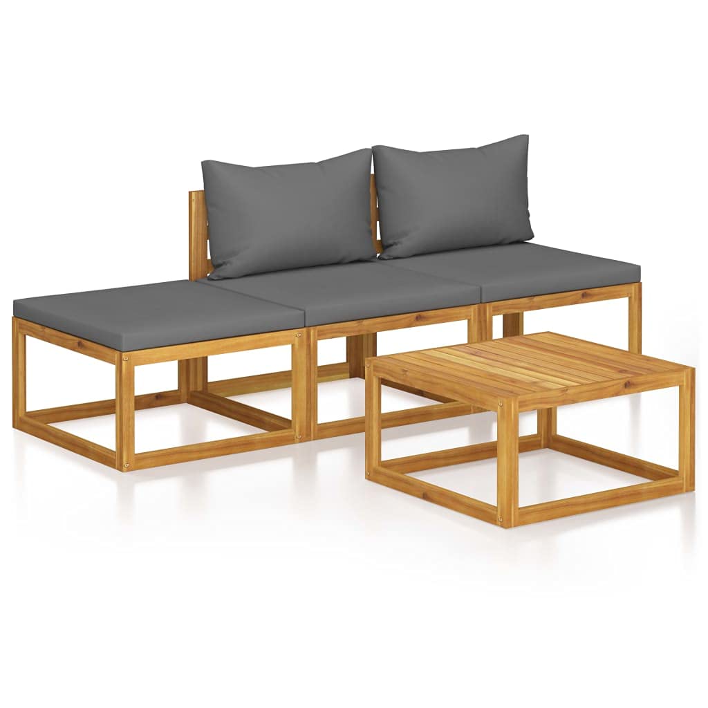 Outdoor Patio Furniture Set 4-Piece - Lightweight Acacia Wood Garden Lounge Set with Cushions - Fast Shipping - Perfect for Backyard, Poolside & Outdoor Relaxation