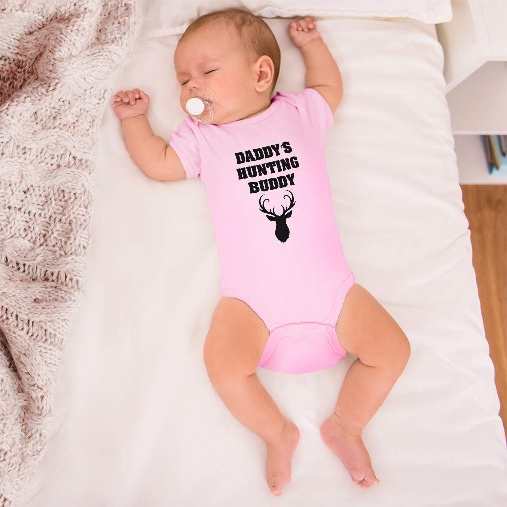Custom Personalized Baby Bodysuit - Daddy's Hunting Buddy Design for Father's Day | Funny Cotton Baby Clothes for Boys & Girls | Newborn White Onesie | Perfect for Hunting Trips & Family Photos