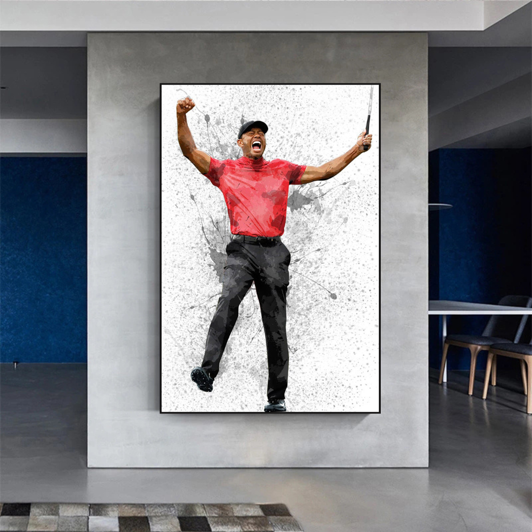 Tiger Woods Canvas Wall Art - Premium Golf Decor for Fans & Enthusiasts | Perfect for Home, Office & Man Cave Decorations