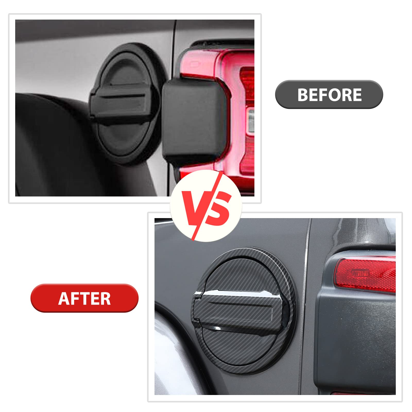 Premium Carbon Fiber Fuel Filler Door Cover for Jeep Wrangler JL/JLU & Gladiator 2018-2023 - Durable Gas Tank Cap Accessory for Off-Road Adventures & Daily Driving Protection
