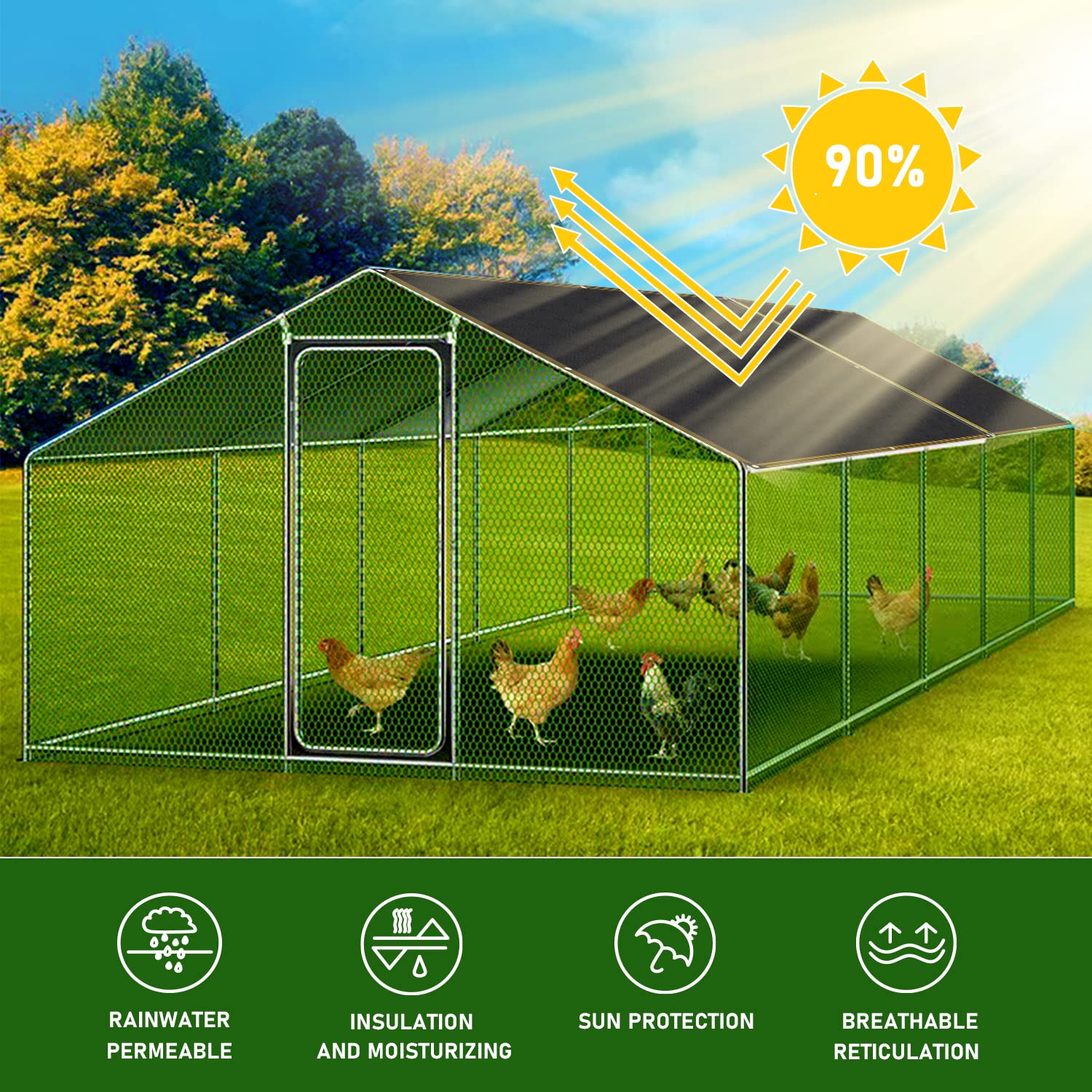 90% UV Block Garden Shade Cloth 6'x3' - Plant Protection Cover for Greenhouse, Chicken Coop & Dog Kennel | Sun Tarp for Patios, Backyard & Balcony | Durable Outdoor Canopy with Grommets (2x1m) - Perfect for Summer Heat Protection & Plant Growth