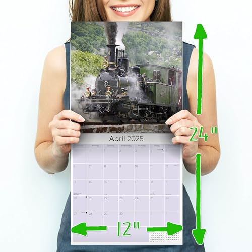 2025 Steam Train & Airplane Wall Calendar - 12
