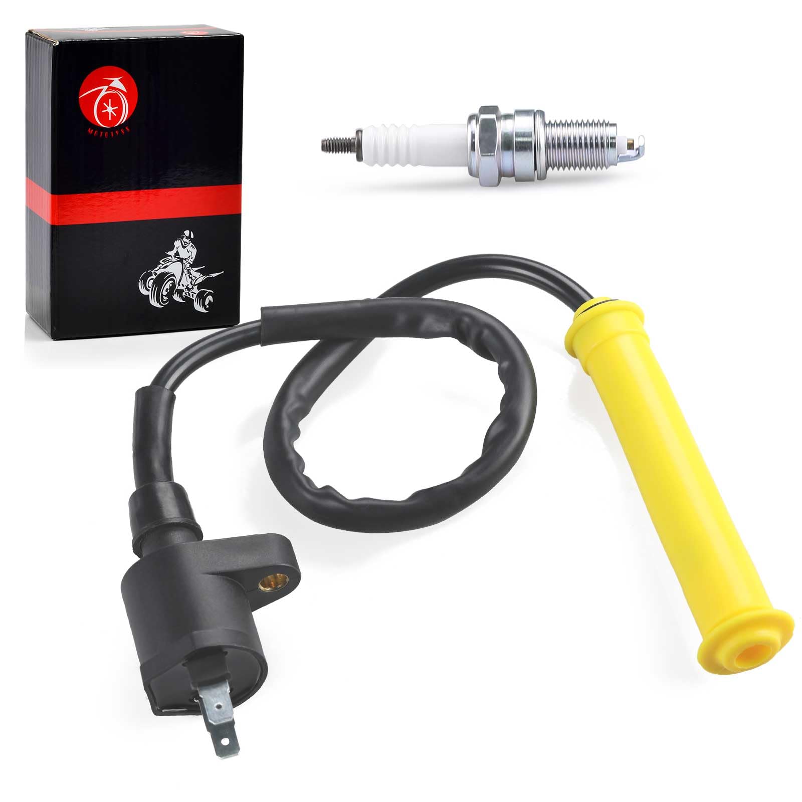 High Performance Ignition Coil & Spark Plug Kit with Cap Compatible with Honda XR250R (1996-2004) & XR250L (1991-1996) - Perfect for Off-Road Motorcycle Maintenance & Engine Tuning