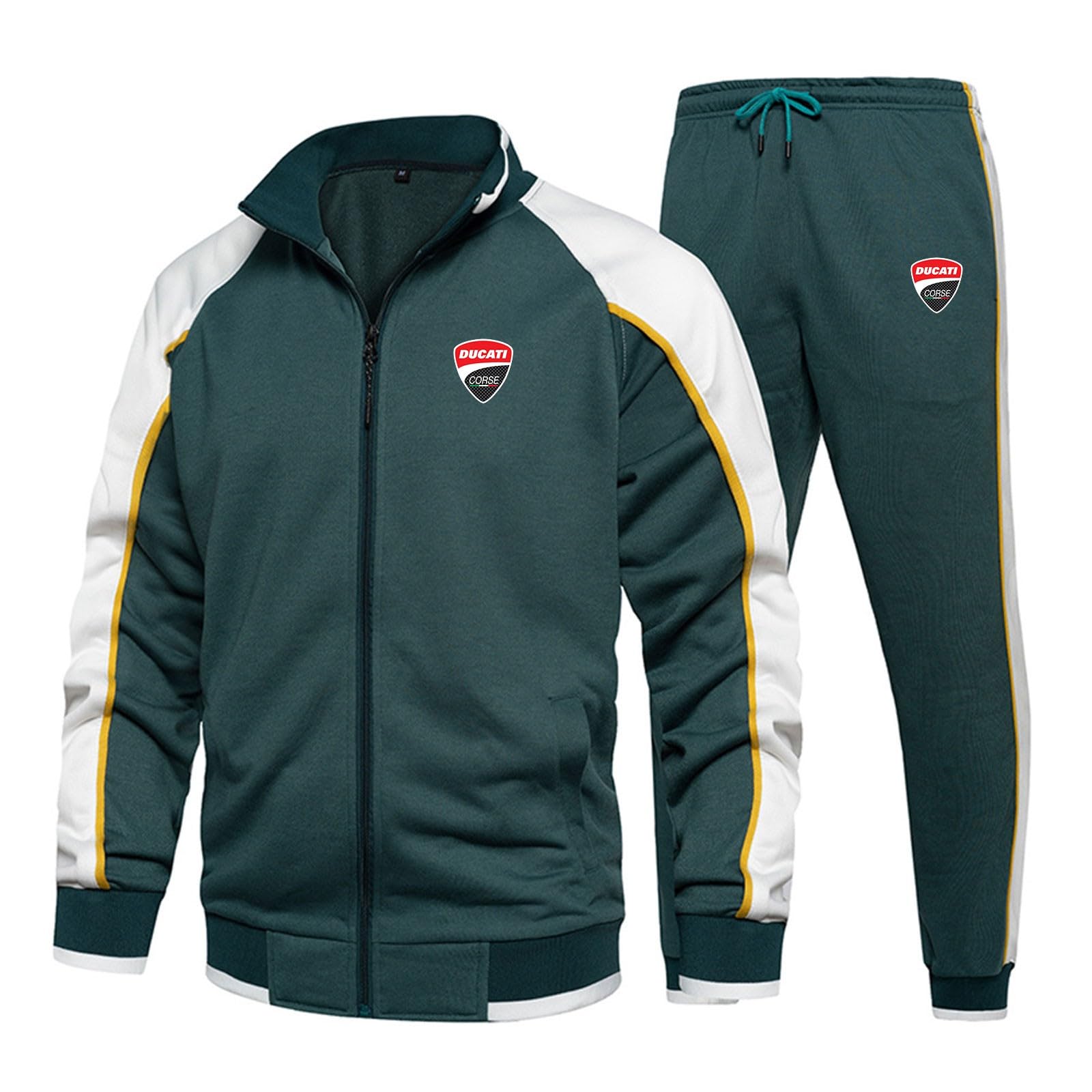 Men's Contrast Tracksuit Set - Zipper Hoodie & Joggers for Gym, Running & Casual Wear | Breathable Activewear for Workouts & Sports | FEegar Athletic Outfit