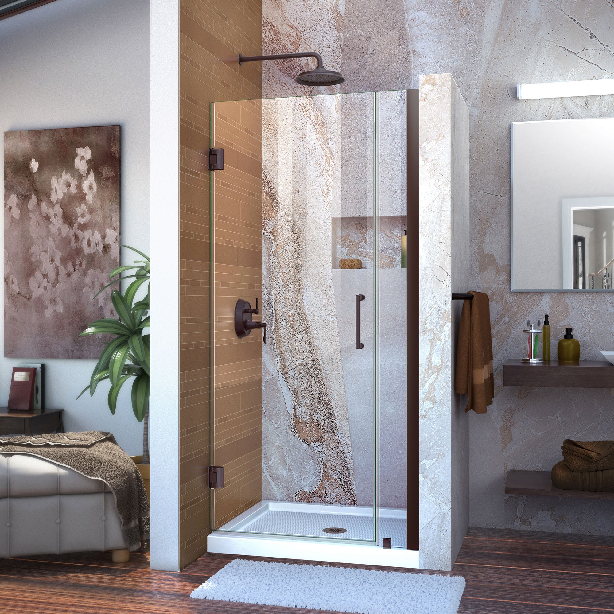 DreamLine Unidoor 30-31 Inch W x 72 Inch H Frameless Hinged Shower Door - Clear Tempered Glass for Bathroom & Walk-In Showers - Easy Installation & Modern Design