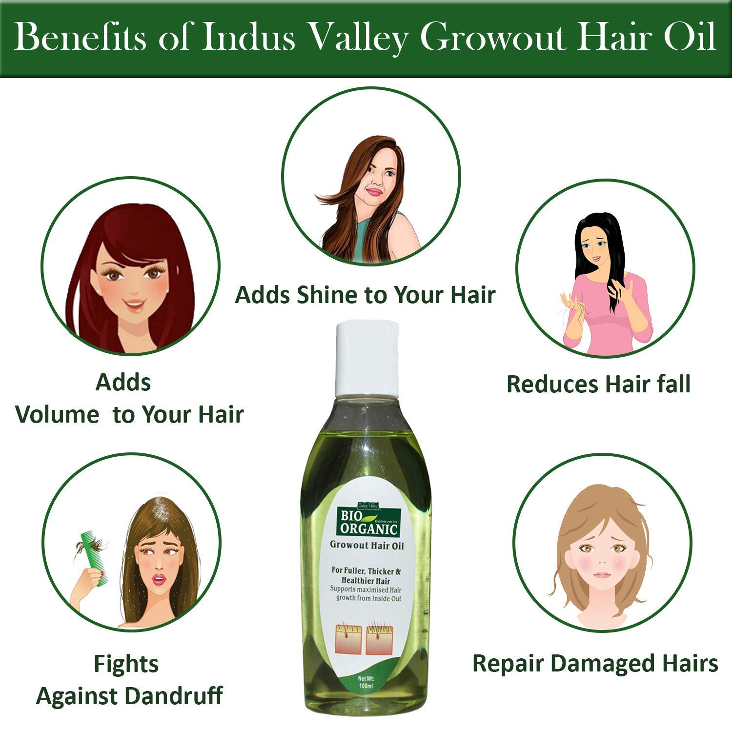 INDUS VALLEY Bio Organic Soft Black Henna Hair Dye with Hair Growth Oil Combo (100ml + 100g) - Natural Hair Color & Care for Gray Coverage, Conditioning & Styling at Home