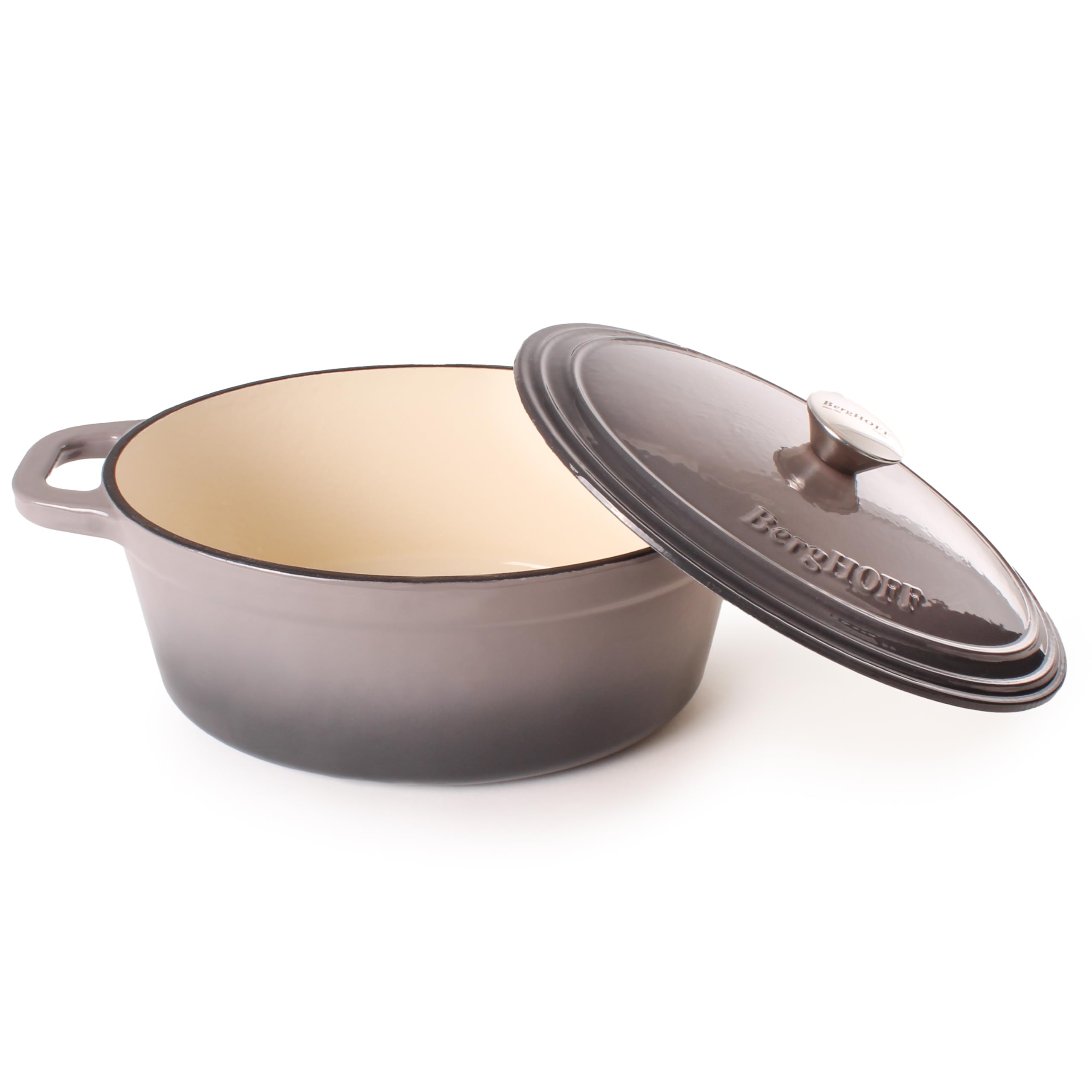 BergHOFF 4-Piece Neo Enameled Cast Iron Cookware Set – 5qt & 8qt Oval Dutch Ovens with Cast Iron Lids – Oven & Stovetop Safe Up to 400°F – Perfect for Braising, Stewing, Baking & Slow Cooking – Ideal for Family Dinners, Holiday Meals & Camping Trips