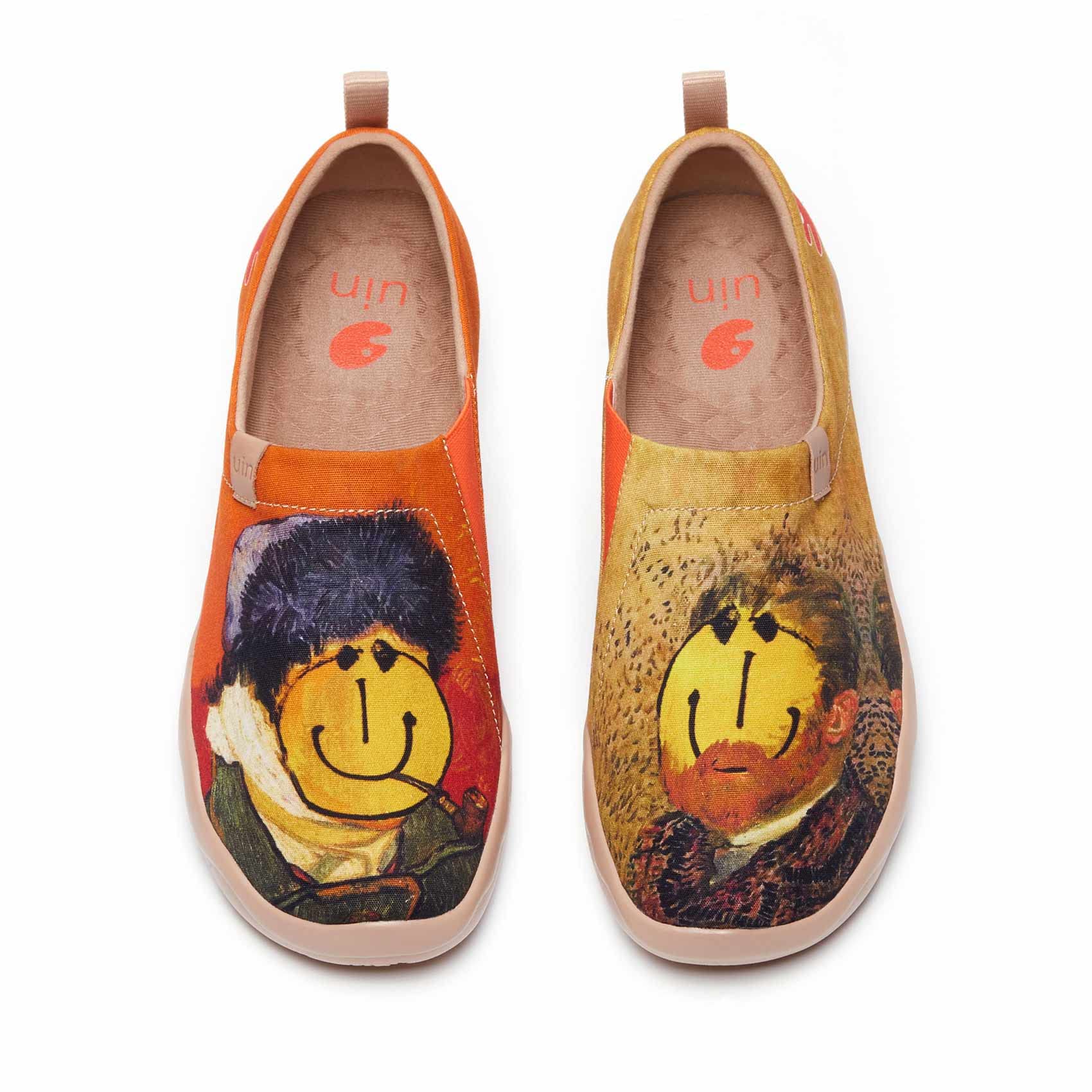 UIN Men's Slip-On Canvas Sneakers - Lightweight Comfortable Walking Shoes for Casual Wear & Travel - Hand-Painted Artistic Loafers for Everyday Use, Work & Outdoor Activities