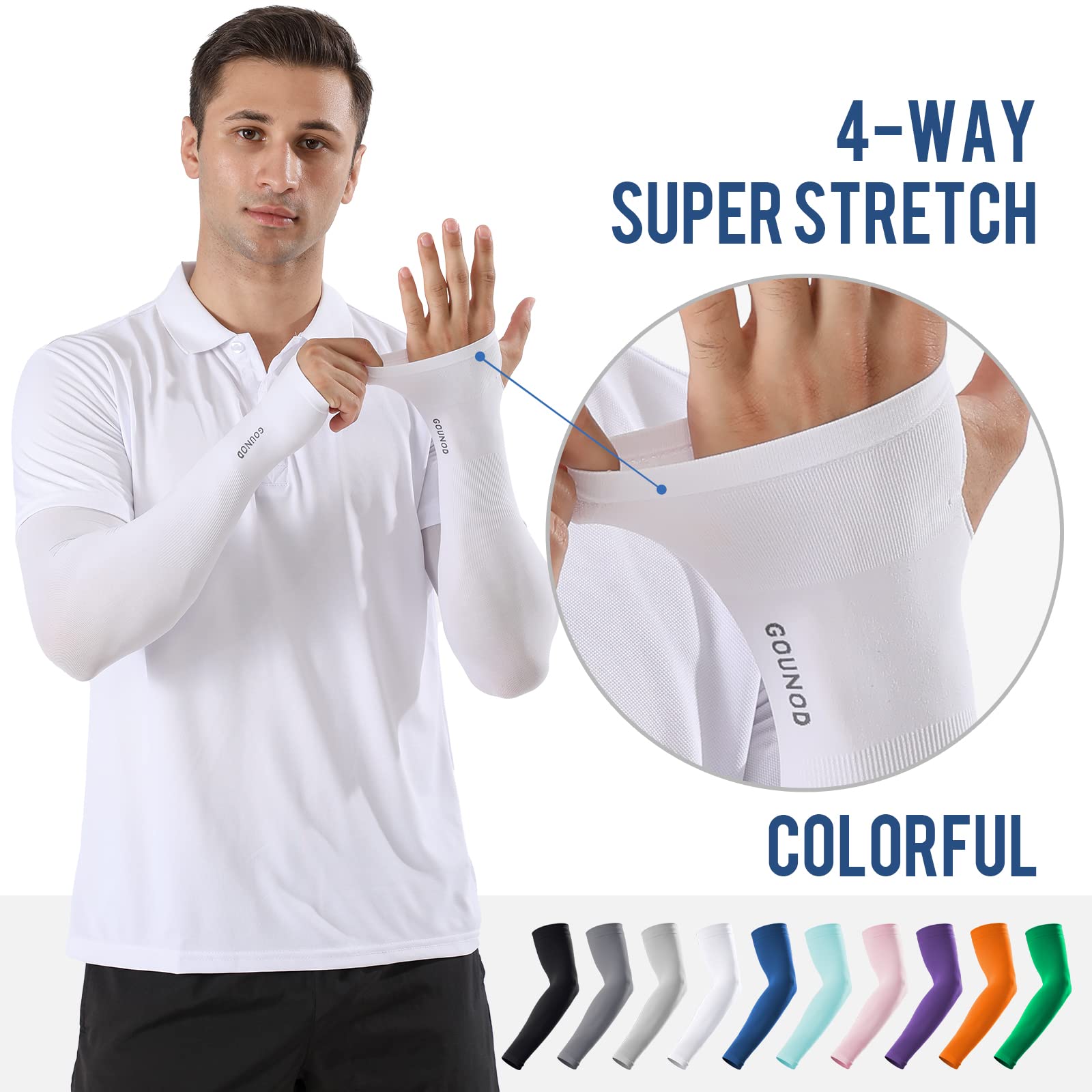 GOUNOD Compression Arm Sleeves for Men & Women - UV Protection Sun Sleeves for Outdoor Work, Running, Cycling & Sports - Breathable & Moisture-Wicking Arm Covers