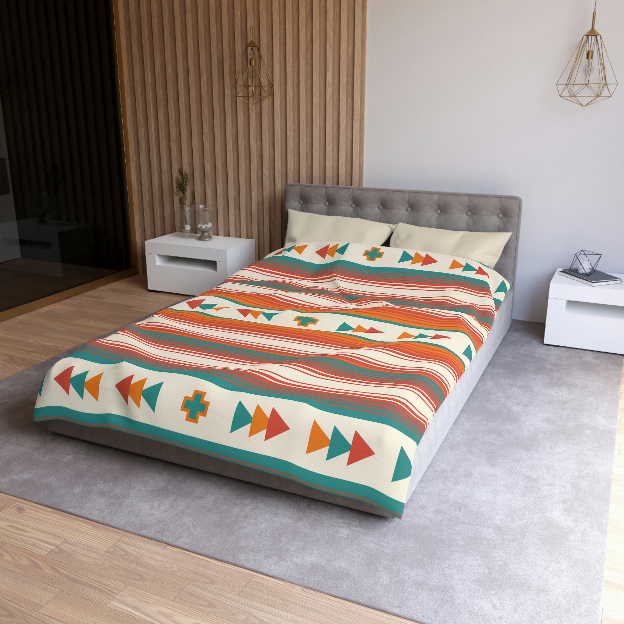 Luxury Modern Duvet Cover Set for Queen Bed - Soft Bedding Comforter Cover with Pillowcases - Home Decor for Bedroom & Guest Room - Perfect for Hotels, Airbnb & Cozy Home Styling