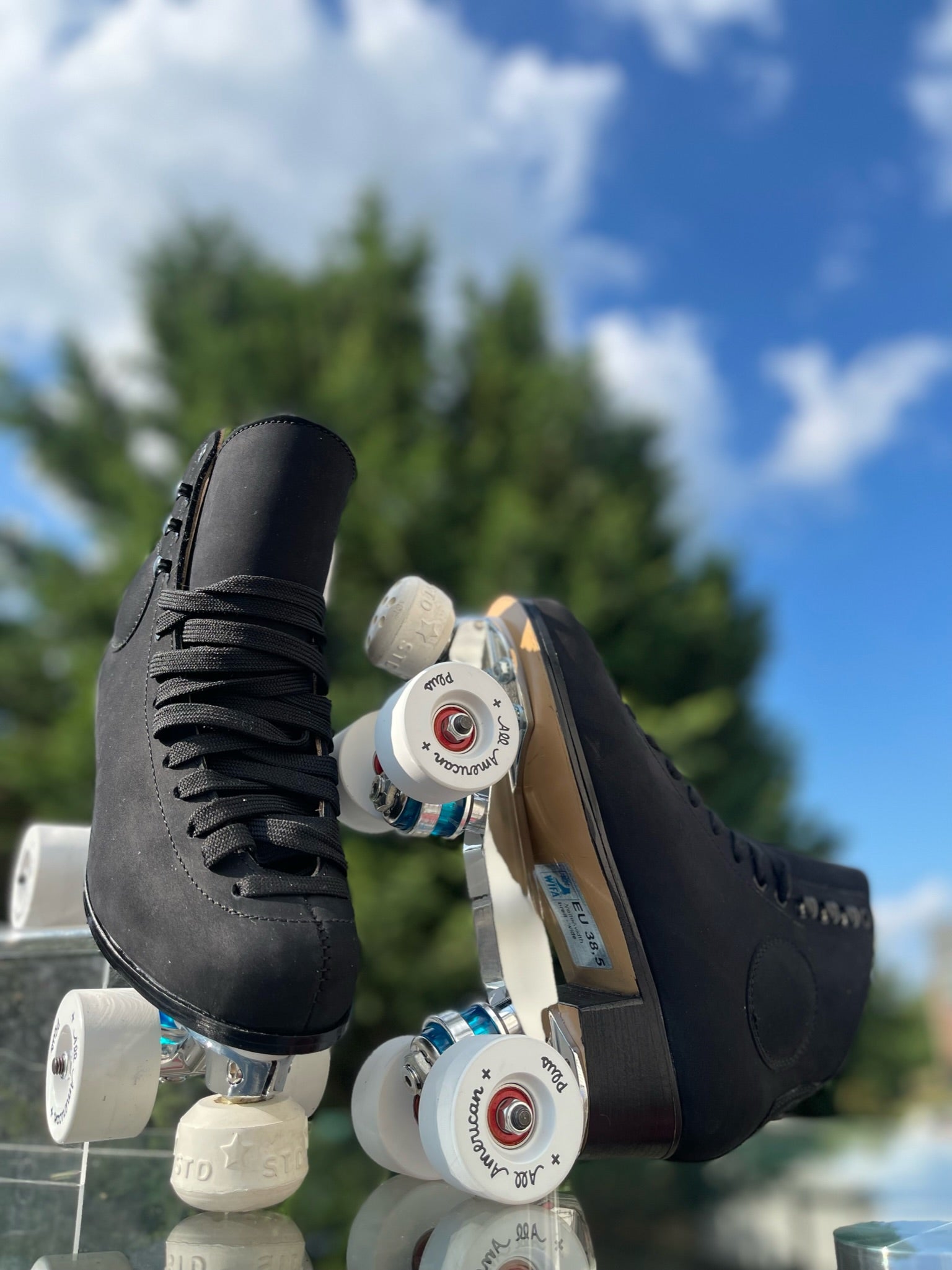 WIFA Street XTREME Blackout Roller Skates with Elyo Plate & All American Plus Wheels - Perfect for Urban Skating, Outdoor Rinks, and Roller Derby Training