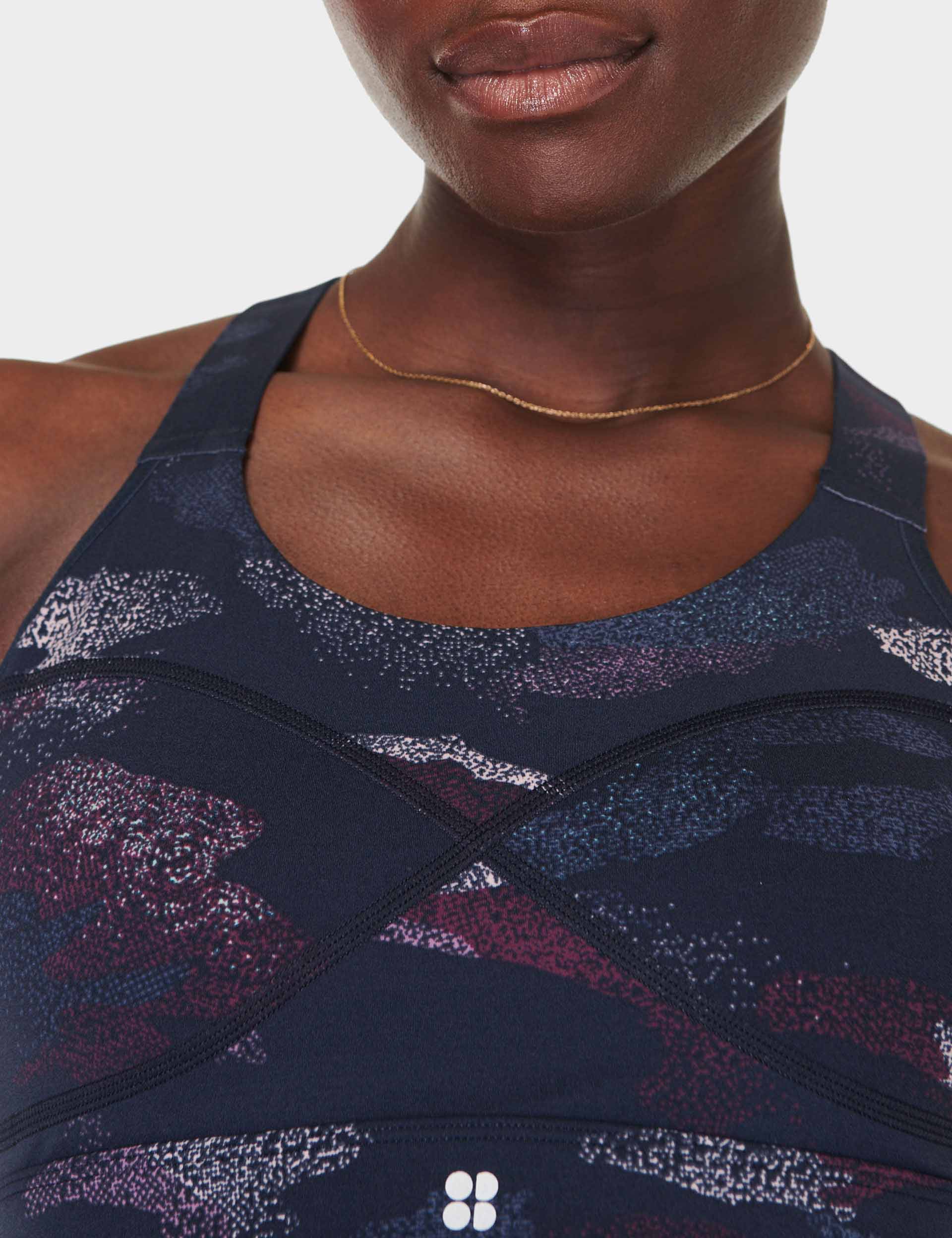 High Support Medium Impact Sports Bra - Blue Camo Print for Running, Yoga & Gym Workouts