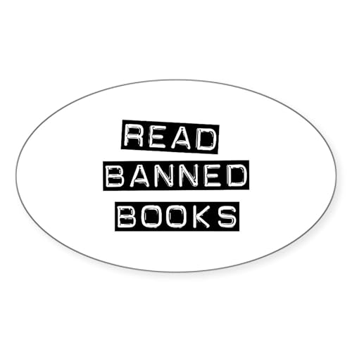 White - Read Banned Books Oval Sticker