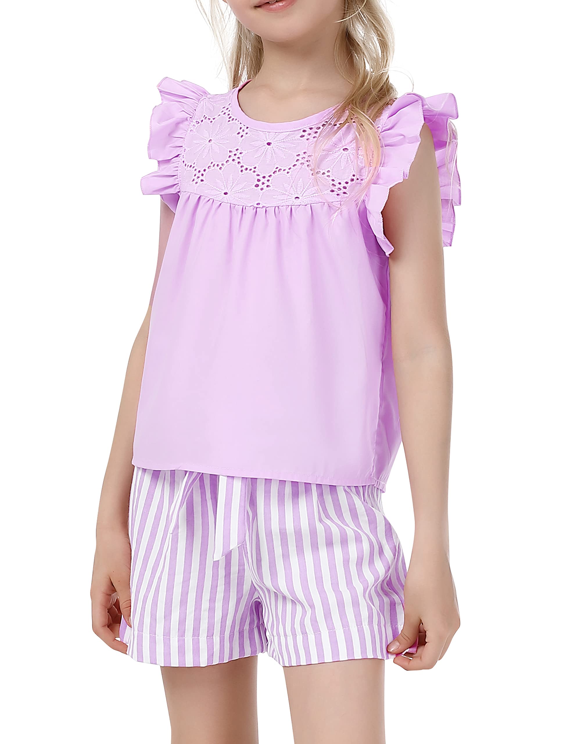 Girls' 2-Piece Summer Outfit Set - Cute Short Sleeve T-Shirt & Comfortable Shorts | Perfect for Playdates, Beach Trips & Summer Adventures