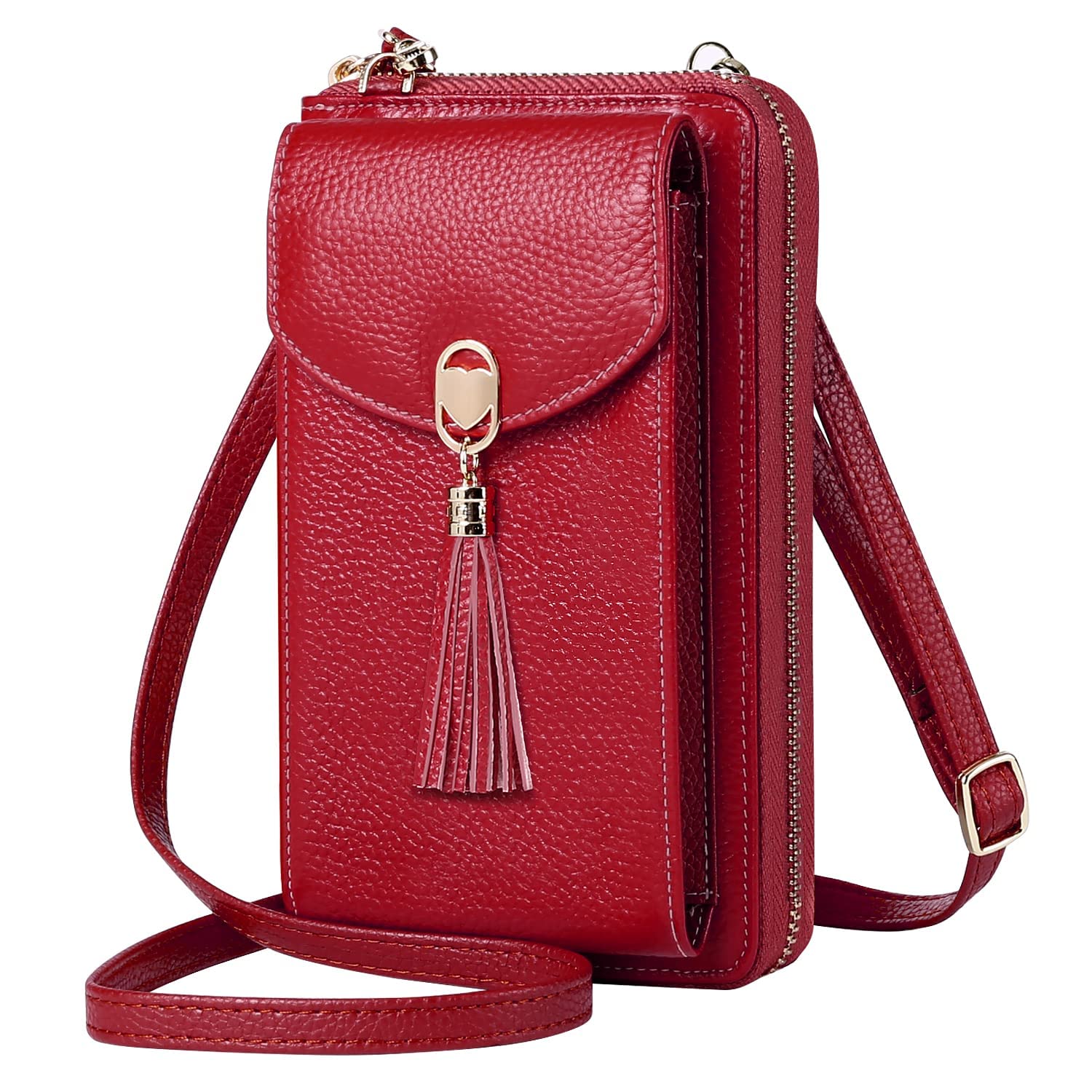 HUANLANG Women's Leather Crossbody Phone Bag - Small Cell Phone Purse Wallet for iPhone & Android - Perfect for Travel, Shopping & Everyday Use