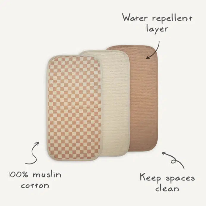Mushie Organic Cotton Changing Pad Liners 3 Pack - Soft Pastel Blooms Combo for Baby Nursery, Diaper Changing Station & Travel | Hypoallergenic & Eco-Friendly