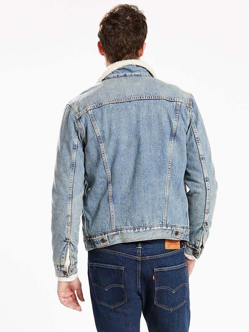 Levi's Men's Type 3 Sherpa Trucker Jacket - Mustard Medium Wash Denim Jacket for Casual Wear & Outdoor Activities