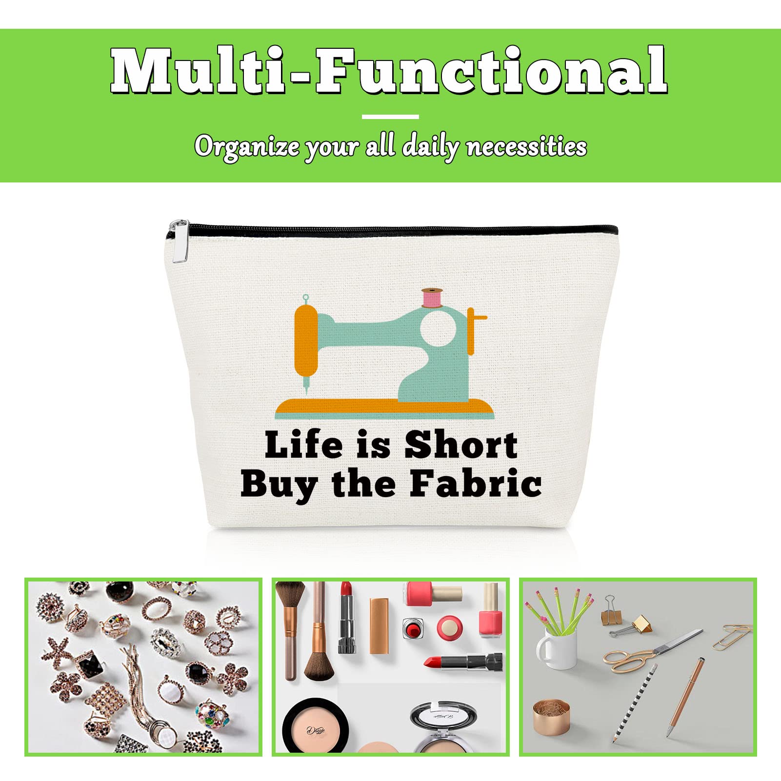 Premium Makeup Bag for Sewing Lovers - Quilter & Seamstress Gifts - Cosmetic Organizer for Women - Perfect Birthday, Christmas & Mother's Day Present - Ideal for Travel, Craft Storage & Daily Essentials