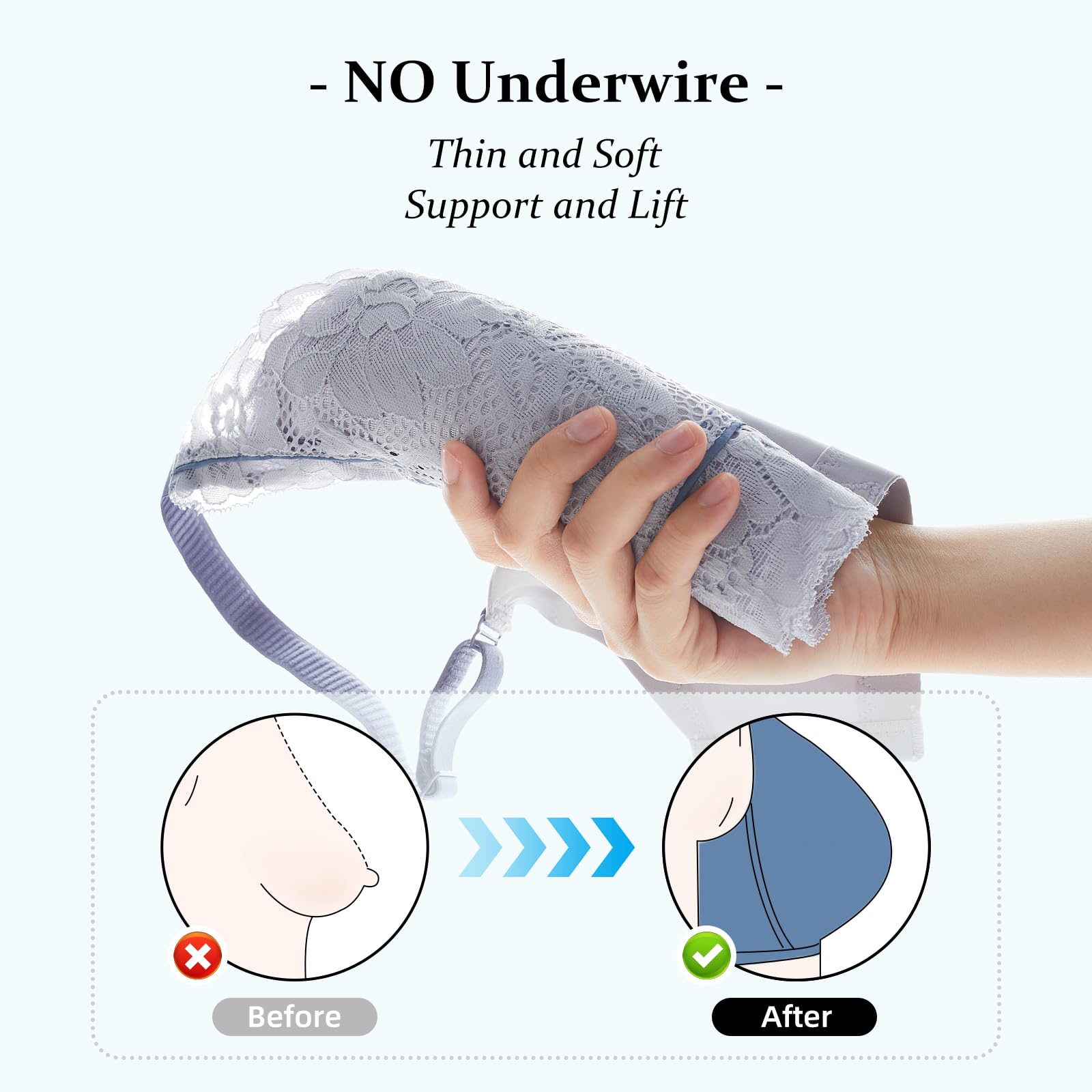 Baetty Wireless Bras for Women - No Underwire, Unpadded, Full Coverage Comfort - Perfect for Everyday Wear, Yoga & Relaxation